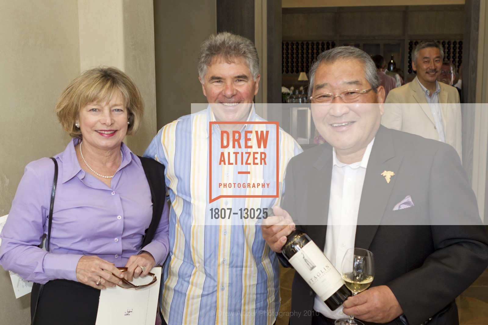 Sherry Staglin, Garen Staglin, Kenzo Tsujimoto, KENZO ESTATE unveiling of winery, vineyard, wine cave, and tasting room, US, July 2nd, 2010, Photo #1807-13025 Sherry Staglin, Garen Staglin, Kenzo Tsujimoto, Photo #1807-13025