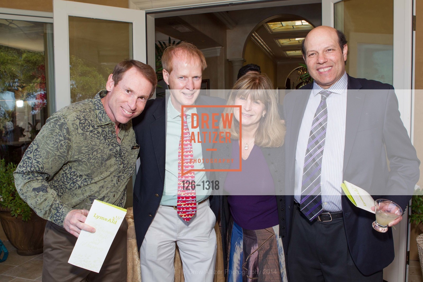 John Moore, Chris Buja, Carol Sontag, Mark Sontag, Bay Area Lyme Foundation's LymeAid 2014, Portola Valley, CA 94028, April 27th, 2014, Photo #126-1318 John Moore, Chris Buja, Carol Sontag, Mark Sontag, Photo #126-1318
