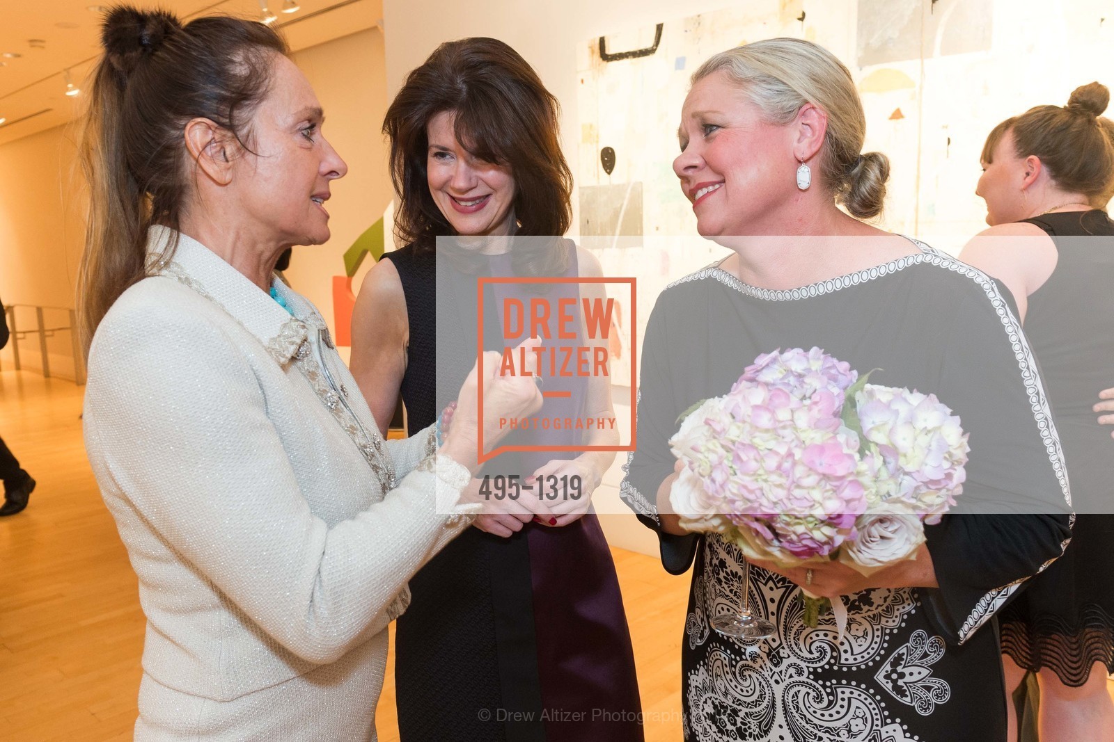 Elisabeth Thieriot, Elaine Mellis, Katie Ray Jones, Pre-party for A Masked Ball to Unmask Domestic Violence, Caldwell Snyder Gallery. 341 Sutter St, July 20th, 2016