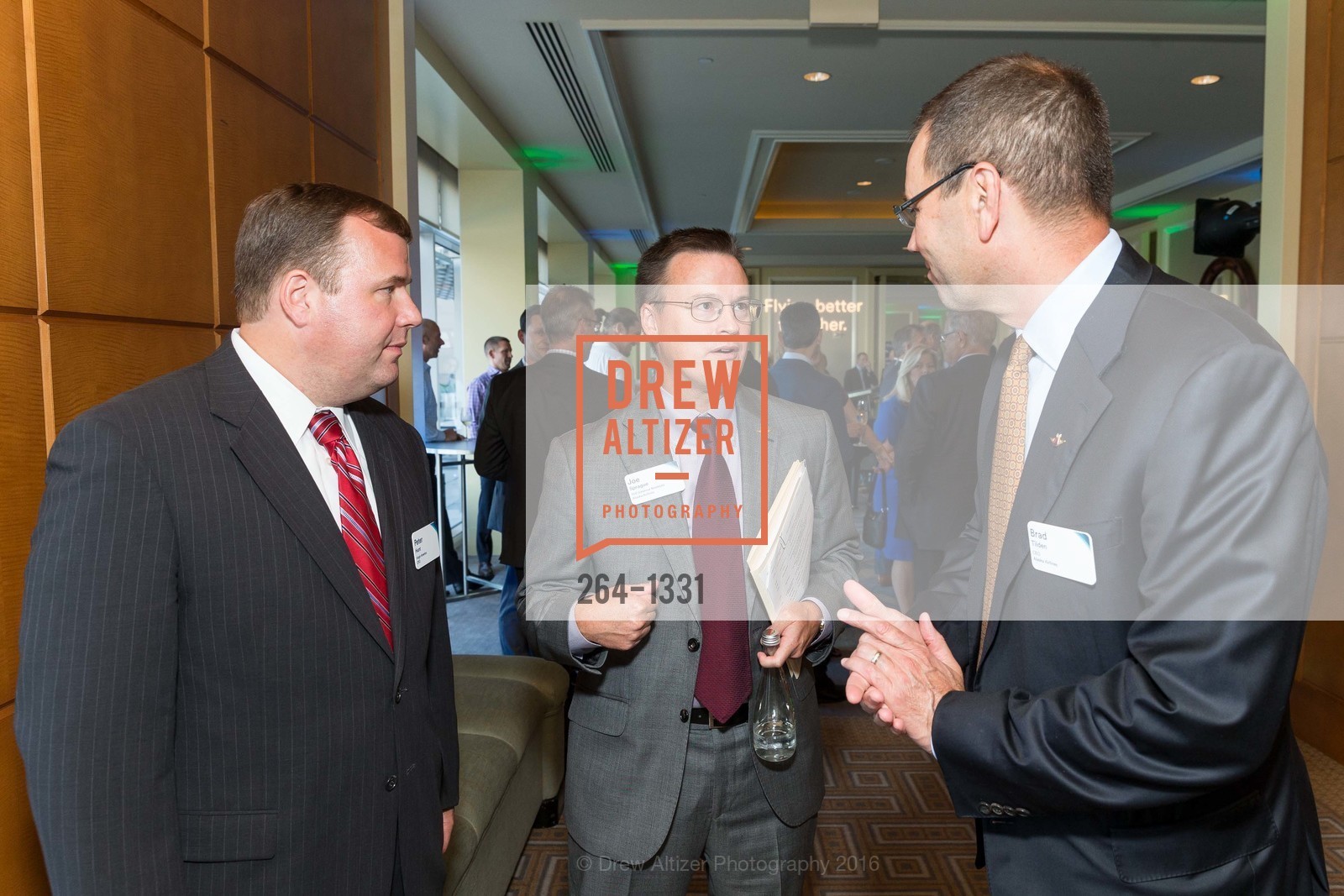 Peter Hunt, Joe Sprague, Brad Tilden, Alaska Airlines Community Reception, Four Season Hotel. 757 Market Street, August 2nd, 2016, Photo #264-1331 Peter Hunt, Joe Sprague, Brad Tilden, Photo #264-1331