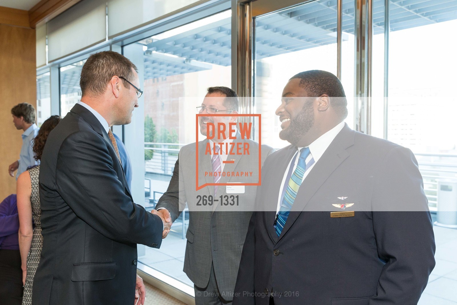 Brad Tilden, Ismael Barbea, Joel Sutton, Alaska Airlines Community Reception, Four Season Hotel. 757 Market Street, August 2nd, 2016, Photo #269-1331 Brad Tilden, Ismael Barbea, Joel Sutton, Photo #269-1331
