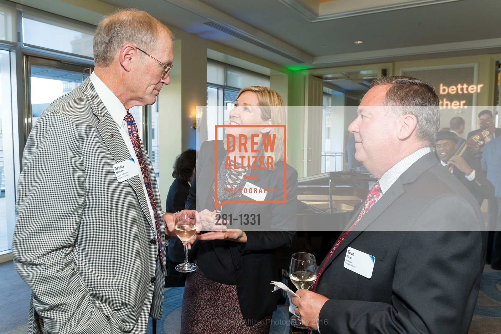 Dennis Madsen, Karen Gruen, Tom Nunn, Alaska Airlines Community Reception, Four Season Hotel. 757 Market Street, August 2nd, 2016, Photo #281-1331 Dennis Madsen, Karen Gruen, Tom Nunn, Photo #281-1331