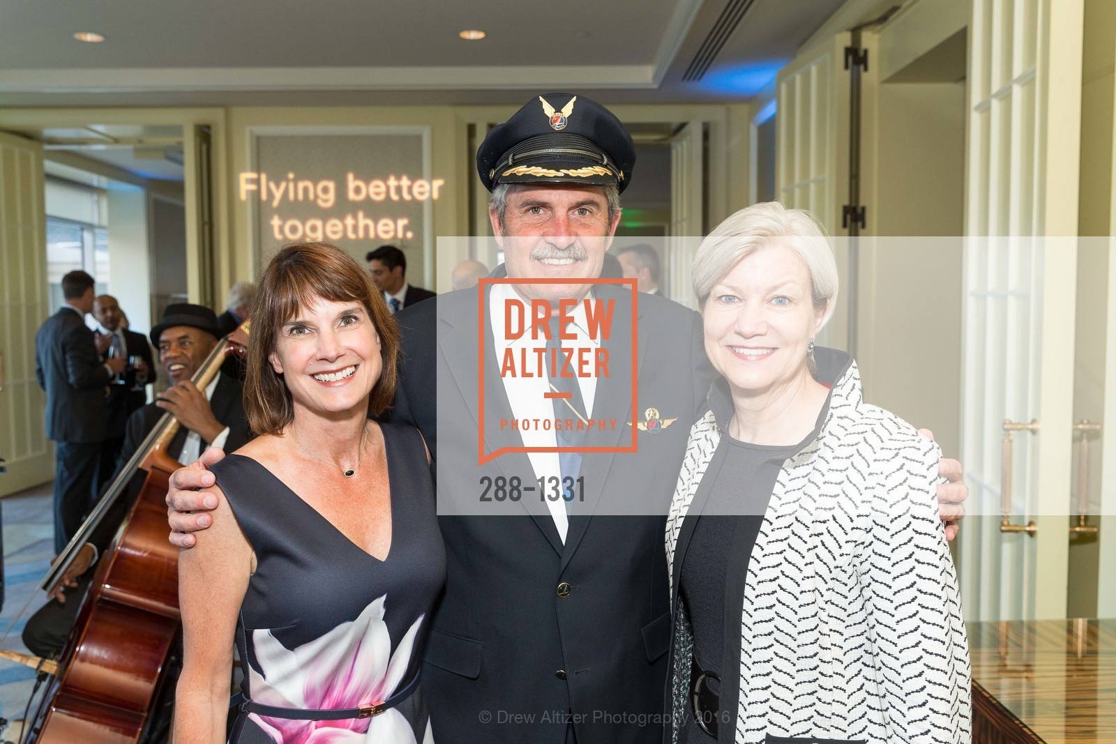 Andy Schneider, Tom Kemp, Patty Bedient, Alaska Airlines Community Reception, Four Season Hotel. 757 Market Street, August 2nd, 2016, Photo #288-1331 Andy Schneider, Tom Kemp, Patty Bedient, Photo #288-1331
