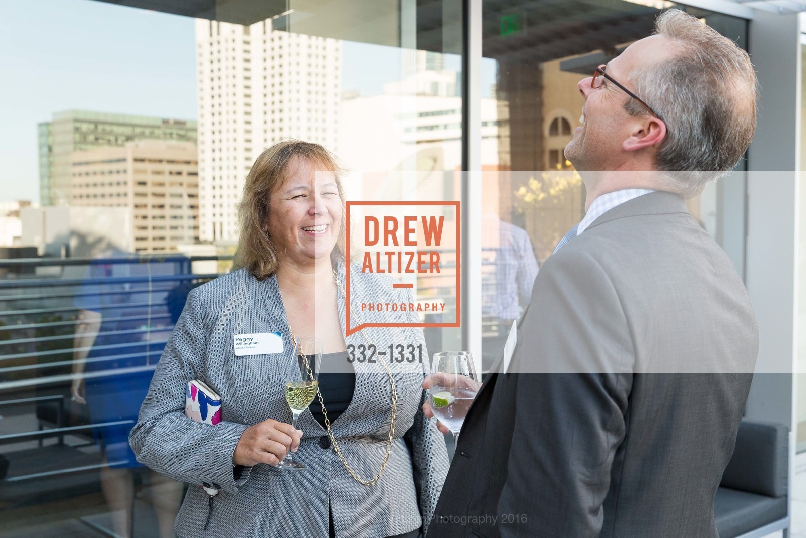Peggy Willingham, Greg Mays, Alaska Airlines Community Reception, Four Season Hotel. 757 Market Street, August 2nd, 2016, Photo #332-1331 Peggy Willingham, Greg Mays, Photo #332-1331