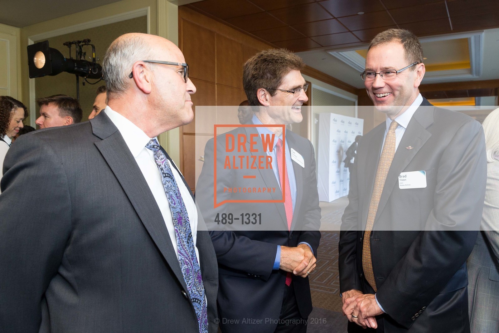 Jim Wunderman, Carl Guardino, Brad Tilden, Alaska Airlines Community Reception, Four Season Hotel. 757 Market Street, August 2nd, 2016, Photo #489-1331 Jim Wunderman, Carl Guardino, Brad Tilden, Photo #489-1331
