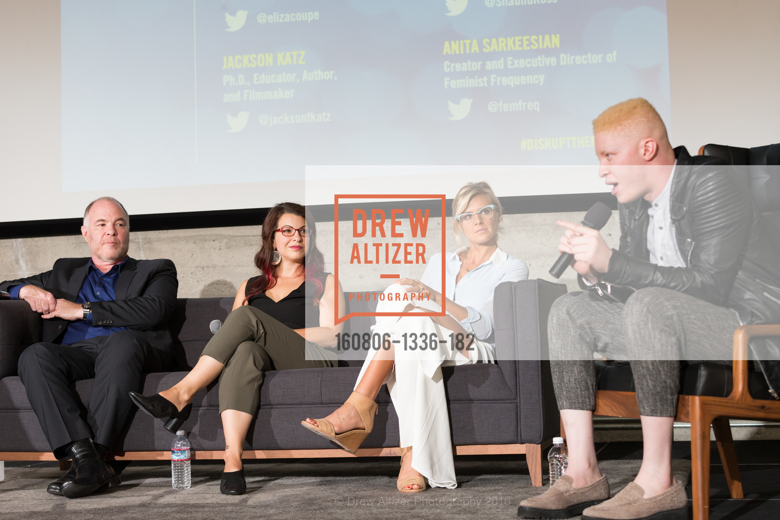 Jackson Katz, Anita Sarkeesian, Eliza Coupe, Shaun Ross, The Representation Project's Global Youth Leadership Summit, Auttomatic, August 6th, 2016, Photo #160806-1336-182 Jackson Katz, Anita Sarkeesian, Eliza Coupe, Shaun Ross, Photo #160806-1336-182