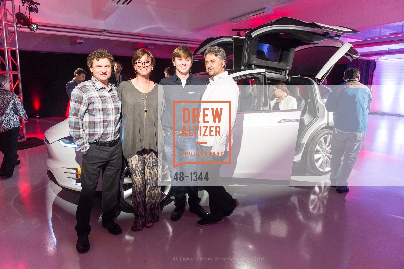 John Lyman, Sarah Clark, Riley Lyman, Hooman Khalili, Tesla San Francisco Store Opening VIP Event, 999 Van Ness Ave, San Francisco, CA 94109. 999 Van Ness Ave, San Francisco, CA 94109, August 9th, 2016, Photo #48-1344 John Lyman, Sarah Clark, Riley Lyman, Hooman Khalili, Photo #48-1344