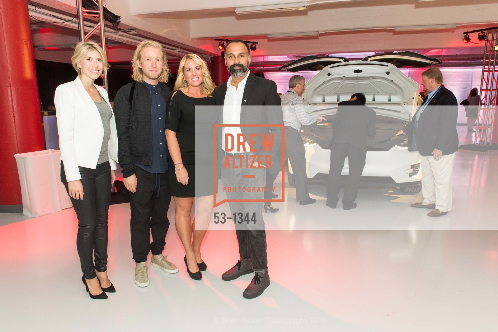Krystin Munson, Chester Chipperfield, Kasey Krape, Ganesh Srivats, Tesla San Francisco Store Opening VIP Event, 999 Van Ness Ave, San Francisco, CA 94109. 999 Van Ness Ave, San Francisco, CA 94109, August 9th, 2016, Photo #53-1344 Krystin Munson, Chester Chipperfield, Kasey Krape, Ganesh Srivats, Photo #53-1344