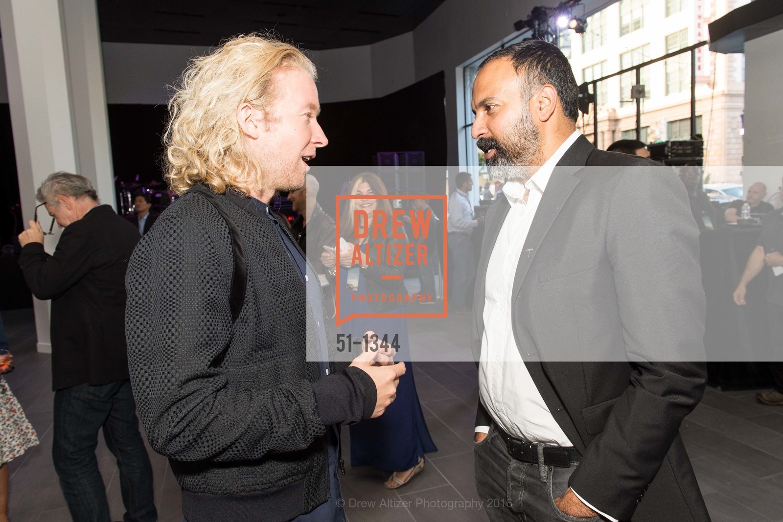 Chester Chipperfield, Ganesh Srivats, Tesla San Francisco Store Opening VIP Event, 999 Van Ness Ave, San Francisco, CA 94109. 999 Van Ness Ave, San Francisco, CA 94109, August 9th, 2016, Photo #51-1344 Chester Chipperfield, Ganesh Srivats, Photo #51-1344