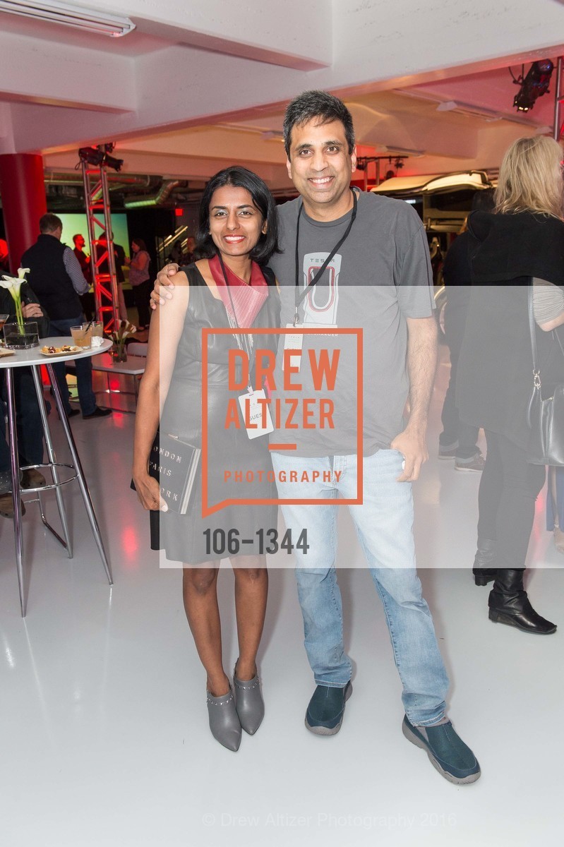 Bidya Setlur, Amod Setlur, Tesla San Francisco Store Opening VIP Event, 999 Van Ness Ave, San Francisco, CA 94109. 999 Van Ness Ave, San Francisco, CA 94109, August 9th, 2016, Photo #106-1344 Bidya Setlur, Amod Setlur, Photo #106-1344