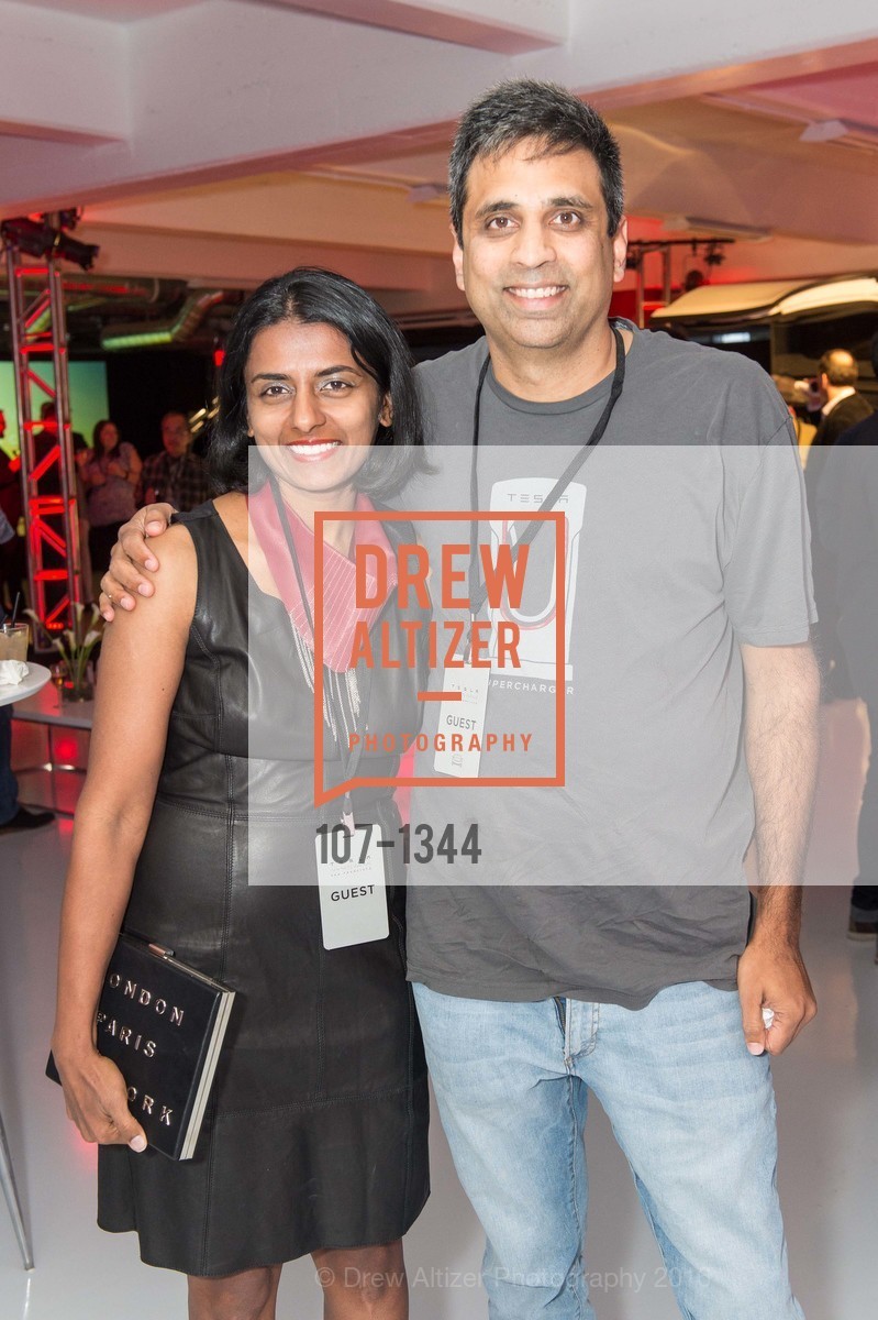 Bidya Setlur, Amod Setlur, Tesla San Francisco Store Opening VIP Event, 999 Van Ness Ave, San Francisco, CA 94109. 999 Van Ness Ave, San Francisco, CA 94109, August 9th, 2016, Photo #107-1344 Bidya Setlur, Amod Setlur, Photo #107-1344