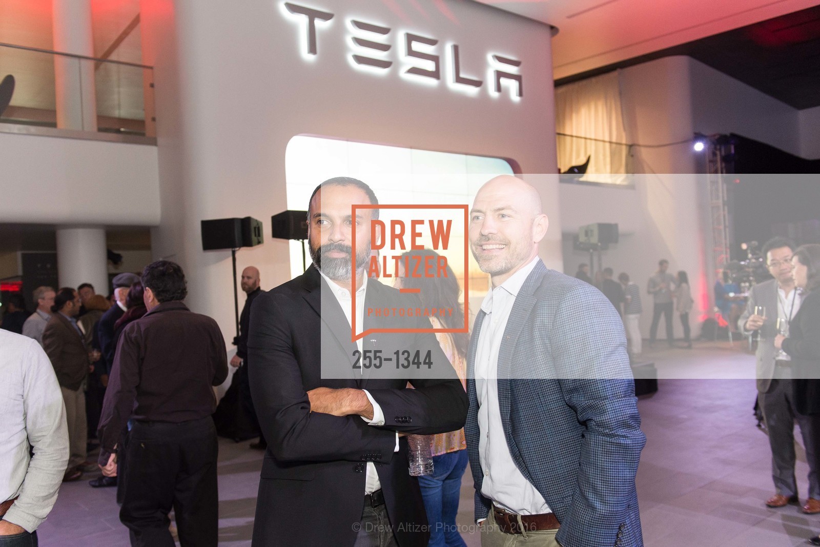 Ganesh Srivats, Troy Jones, Tesla San Francisco Store Opening VIP Event, 999 Van Ness Ave, San Francisco, CA 94109. 999 Van Ness Ave, San Francisco, CA 94109, August 9th, 2016, Photo #255-1344 Ganesh Srivats, Troy Jones, Photo #255-1344
