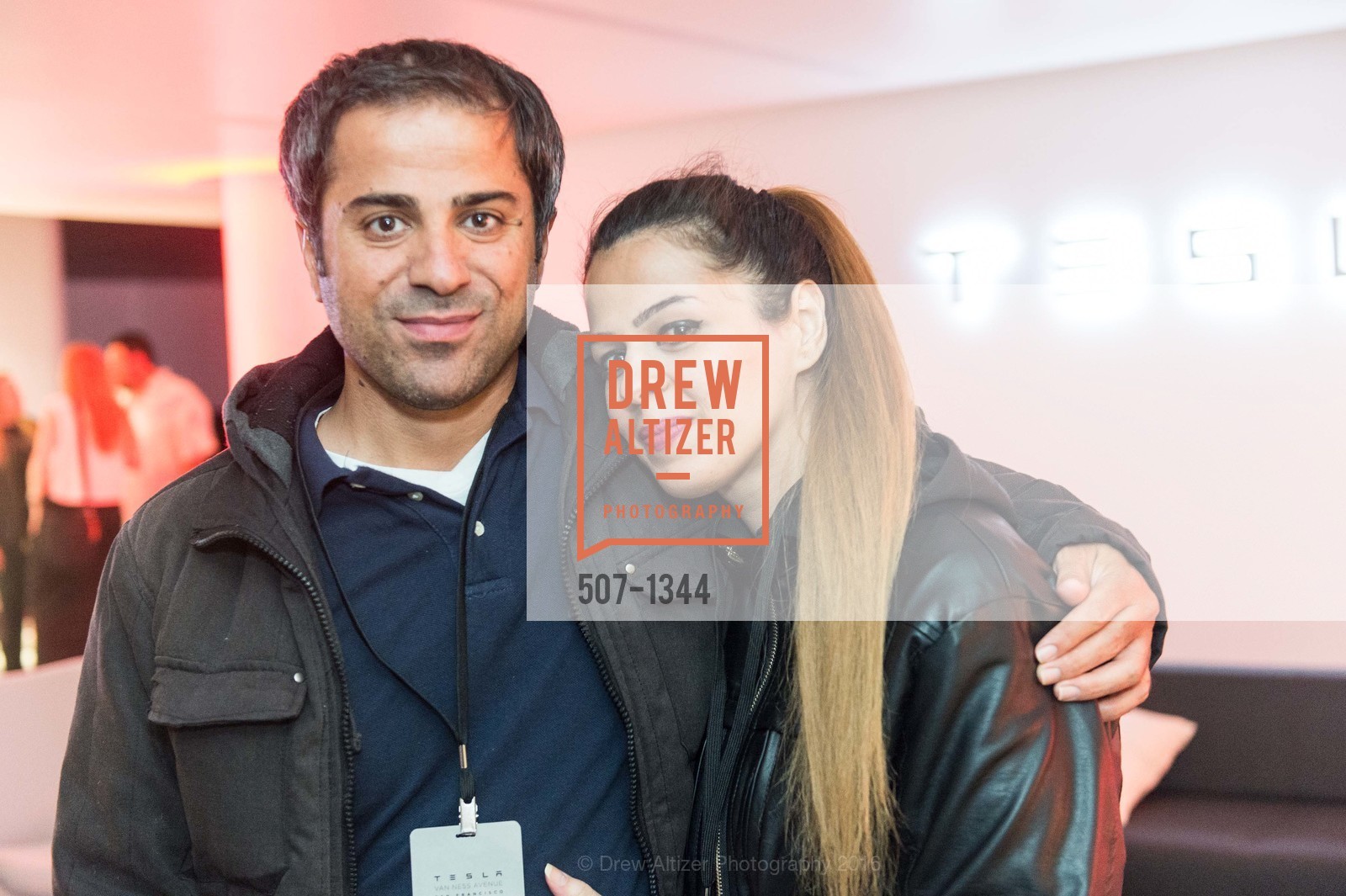 Aynde Ksolailt, Hyva Alghalets, Tesla San Francisco Store Opening VIP Event, 999 Van Ness Ave, San Francisco, CA 94109. 999 Van Ness Ave, San Francisco, CA 94109, August 9th, 2016, Photo #507-1344 Aynde Ksolailt, Hyva Alghalets, Photo #507-1344