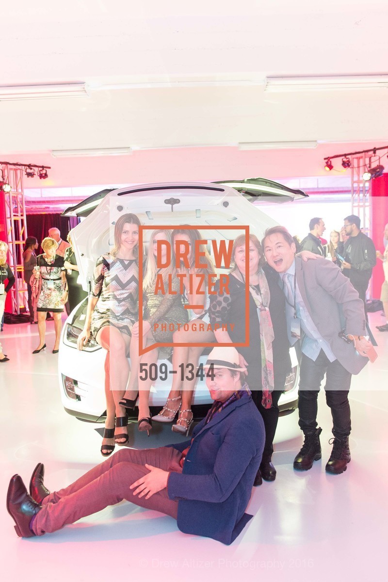Liana Burtsava, Julie Hall, ROmaine Colignon, Esfir Shrayber, Tesla San Francisco Store Opening VIP Event, 999 Van Ness Ave, San Francisco, CA 94109. 999 Van Ness Ave, San Francisco, CA 94109, August 9th, 2016, Photo #509-1344 Liana Burtsava, Julie Hall, ROmaine Colignon, Esfir Shrayber, Photo #509-1344