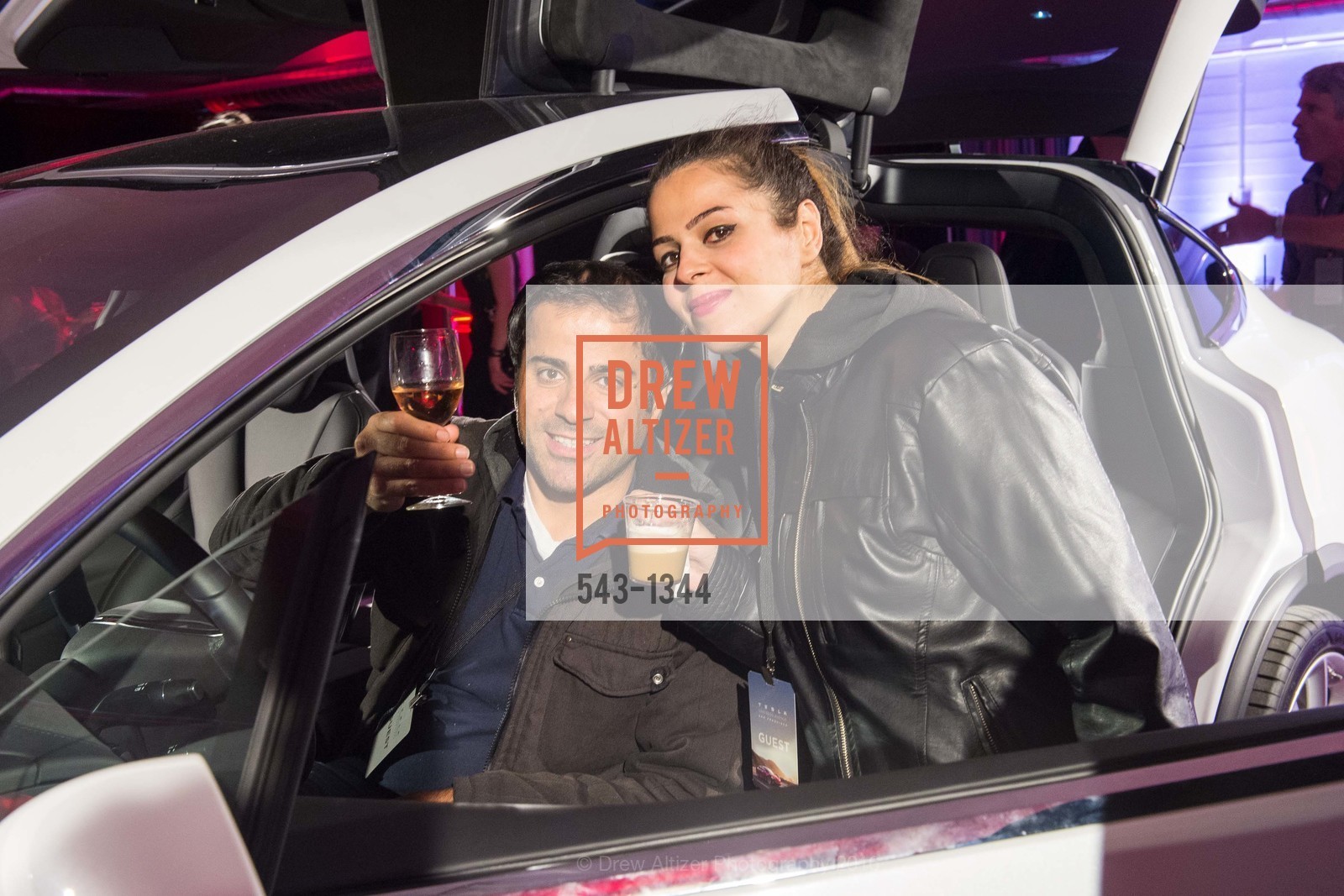 Aynde Ksolailt, Hyva Alghalets, Tesla San Francisco Store Opening VIP Event, 999 Van Ness Ave, San Francisco, CA 94109. 999 Van Ness Ave, San Francisco, CA 94109, August 9th, 2016, Photo #543-1344 Aynde Ksolailt, Hyva Alghalets, Photo #543-1344