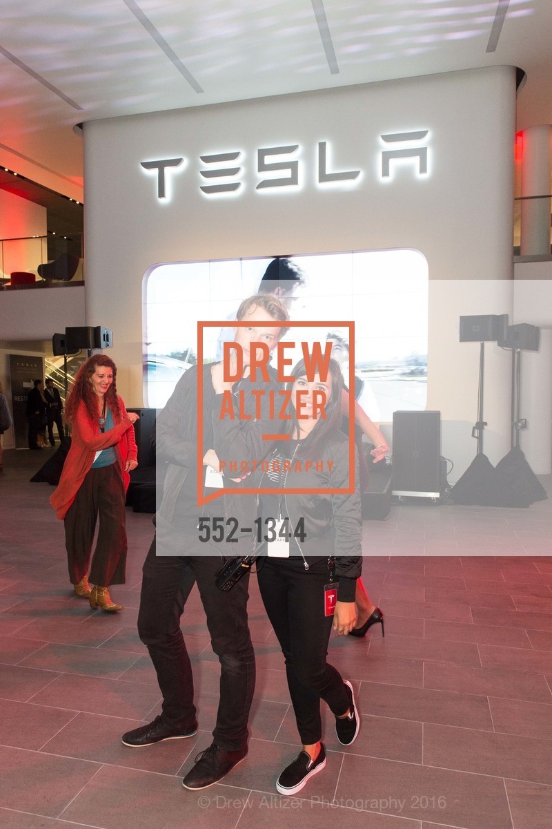 Tim Argman, Francesca Garabaldi, Tesla San Francisco Store Opening VIP Event, 999 Van Ness Ave, San Francisco, CA 94109. 999 Van Ness Ave, San Francisco, CA 94109, August 9th, 2016, Photo #552-1344 Tim Argman, Francesca Garabaldi, Photo #552-1344