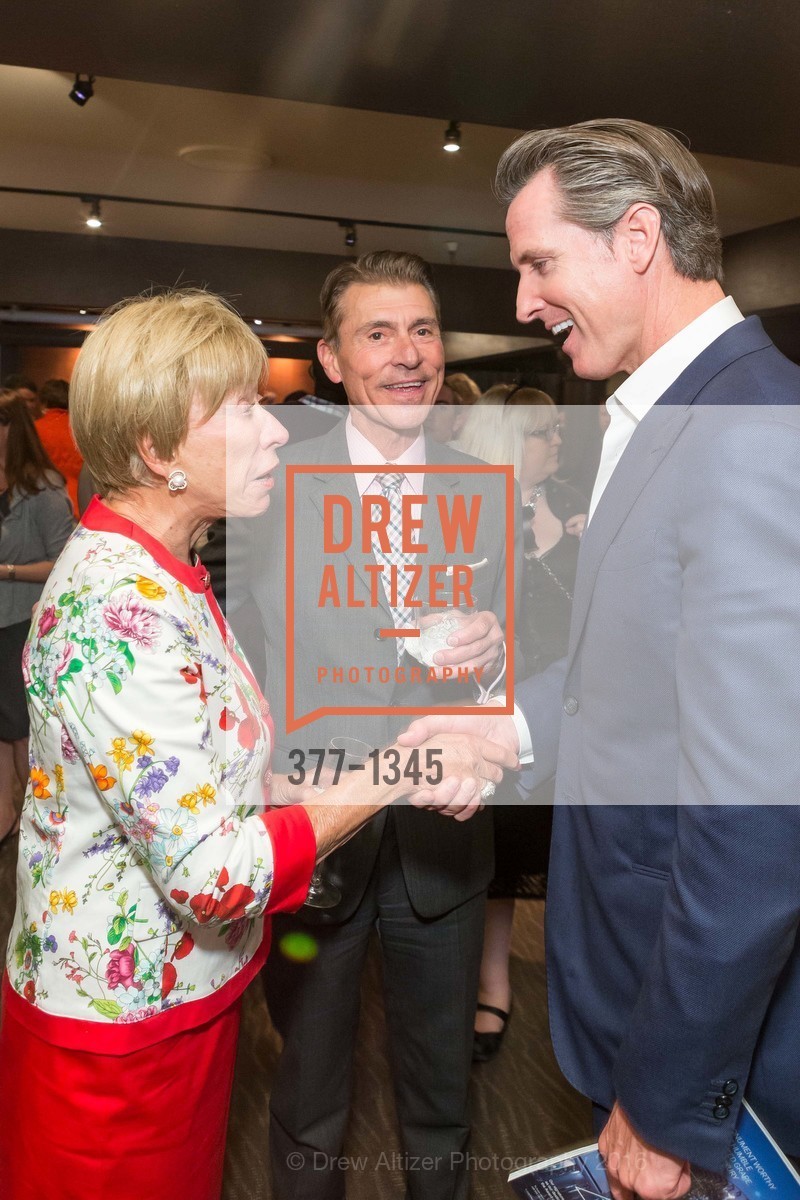 Maria Pitcairn, Robert Beadle, Gavin Newsom, REAF Underwriters Pre Gala Party with Lt. Governor Gavin Newsom, E&O Kitchen and Bar. 314 Sutter St, San Francisco, CA 94108, August 9th, 2016, Photo #377-1345 Maria Pitcairn, Robert Beadle, Gavin Newsom, Photo #377-1345
