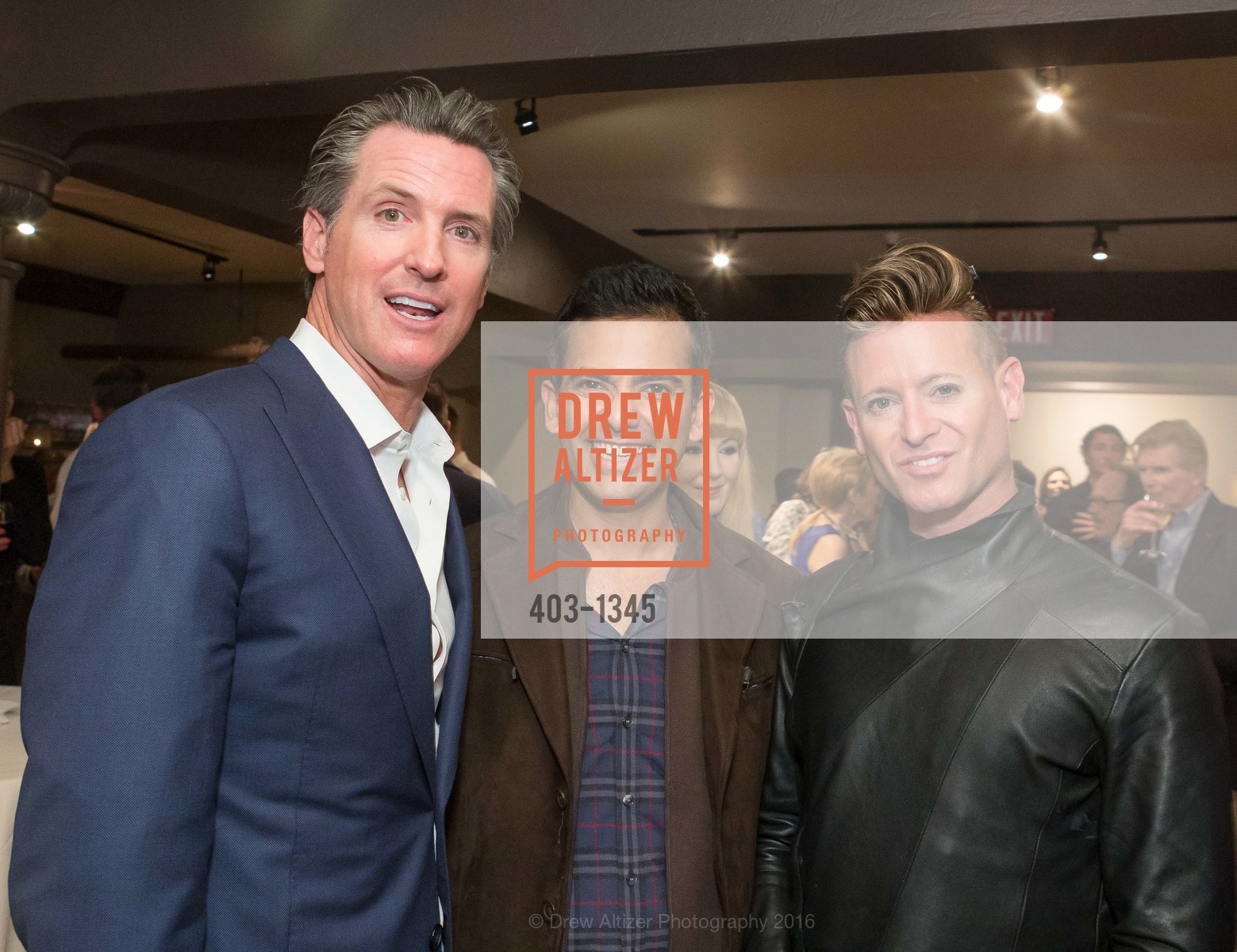 Gavin Newsom, Ken Coehlo, Patric Gallineaux, REAF Underwriters Pre Gala Party with Lt. Governor Gavin Newsom, E&O Kitchen and Bar. 314 Sutter St, San Francisco, CA 94108, August 9th, 2016, Photo #403-1345 Gavin Newsom, Ken Coehlo, Patric Gallineaux, Photo #403-1345