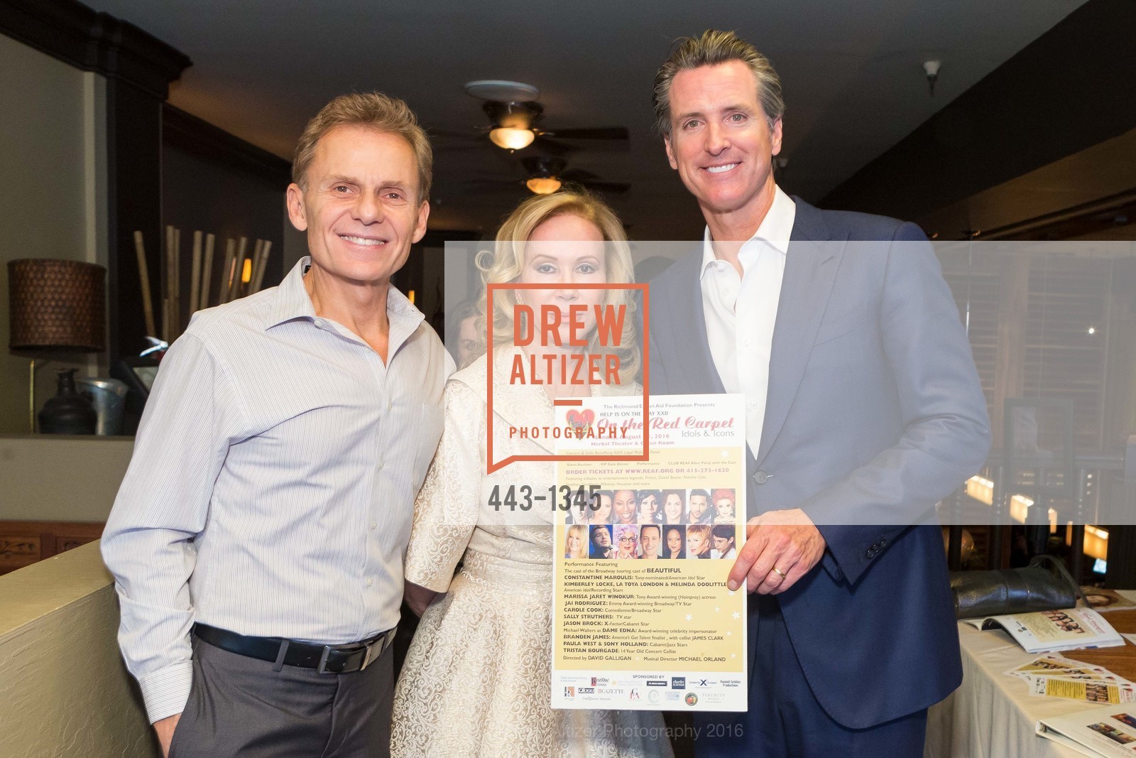 Ken Kenderson, Sophie Azouaou, Gavin Newsom, REAF Underwriters Pre Gala Party with Lt. Governor Gavin Newsom, E&O Kitchen and Bar. 314 Sutter St, San Francisco, CA 94108, August 9th, 2016, Photo #443-1345 Ken Kenderson, Sophie Azouaou, Gavin Newsom, Photo #443-1345