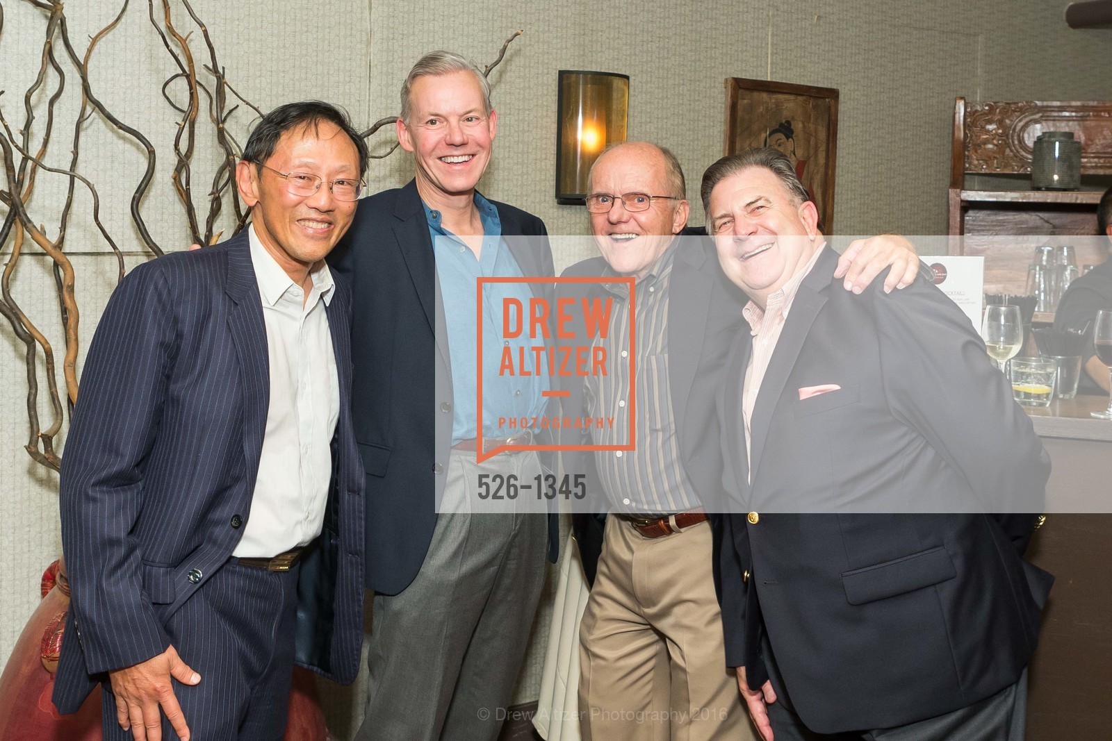 James Boey, Jeff Nigh, Bob Highsmith, Norm Vito, REAF Underwriters Pre Gala Party with Lt. Governor Gavin Newsom, E&O Kitchen and Bar. 314 Sutter St, San Francisco, CA 94108, August 9th, 2016, Photo #526-1345 James Boey, Jeff Nigh, Bob Highsmith, Norm Vito, Photo #526-1345