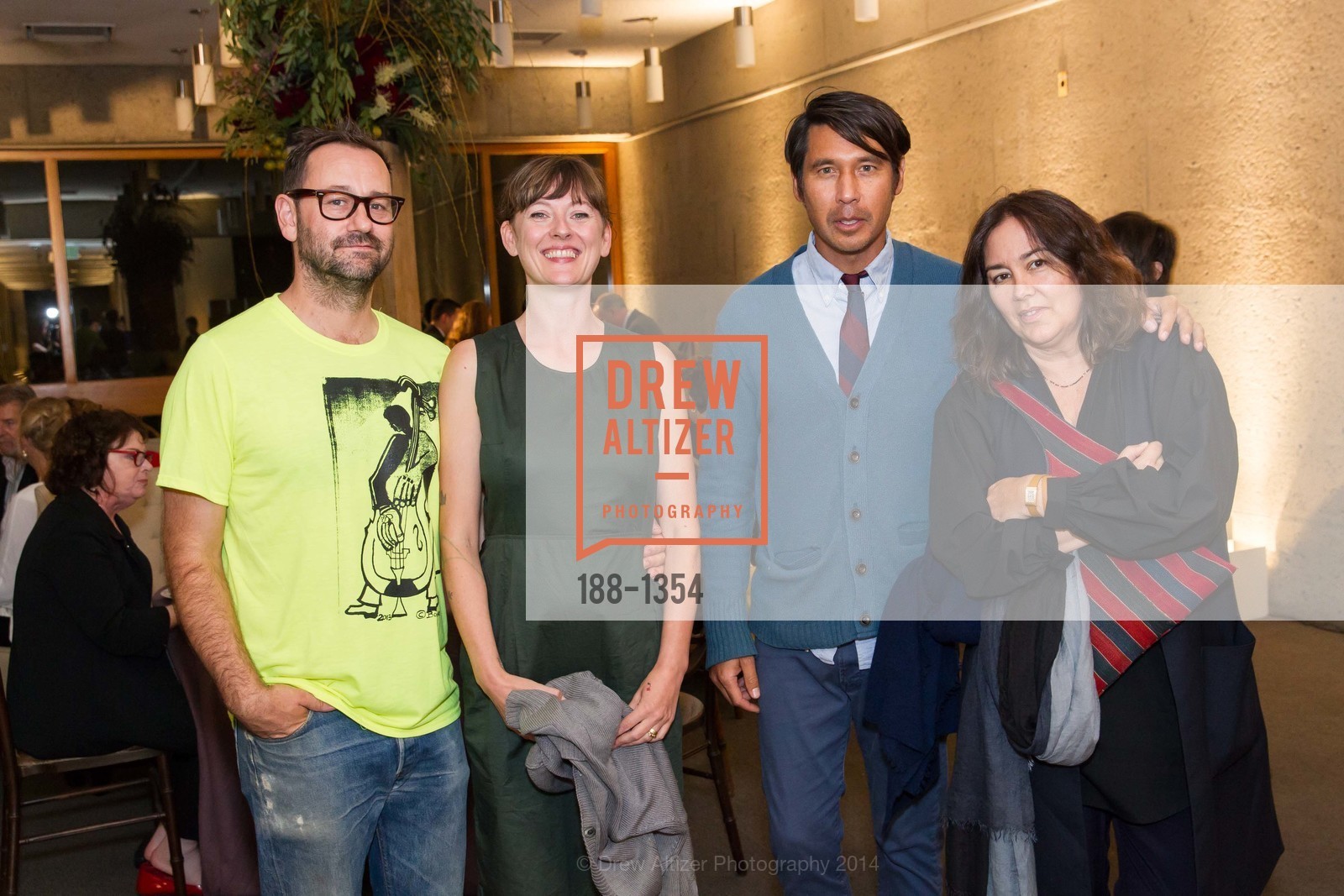 Christopher Hansen, Johanna Jackson, Ray Virgel, Domitilla Getty, OMCA and SFMOMA Celebrate Opening of Fertile Ground, Oakland Museum of California. 1000 Oak Strett, September 18th, 2014, Photo #188-1354 Christopher Hansen, Johanna Jackson, Ray Virgel, Domitilla Getty, Photo #188-1354