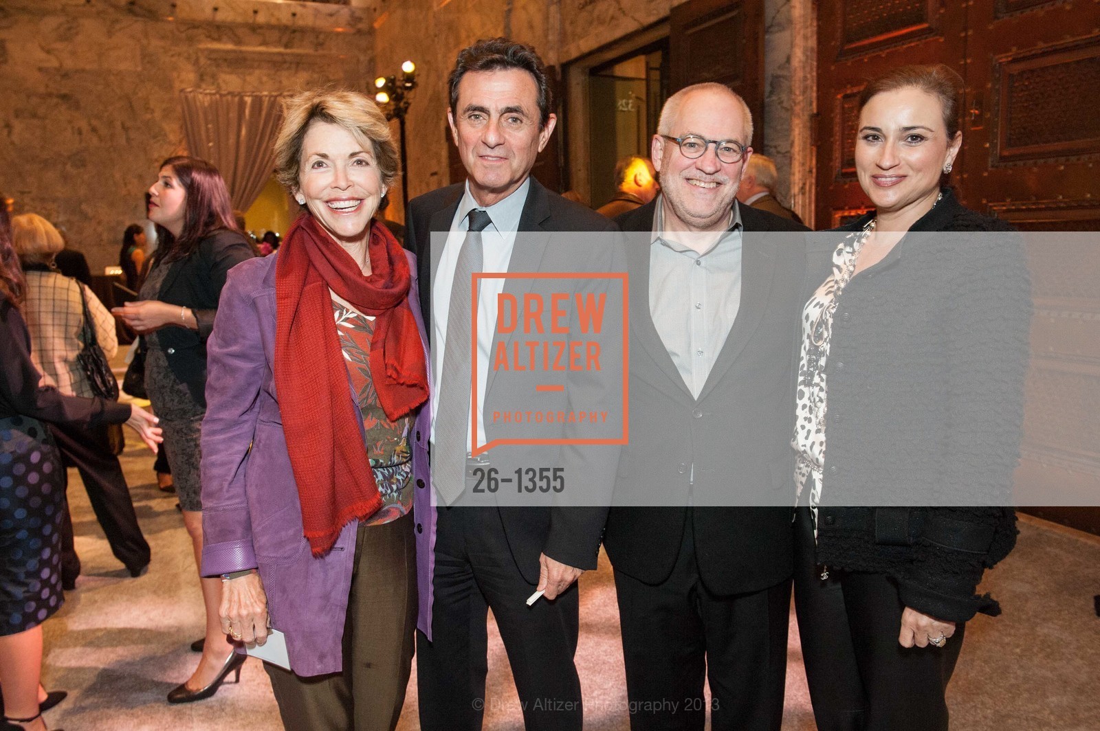 Nancy Forster, Neal Benezra, Gary Garrels, Dolly Chammas, SFMOMA and Cantor Arts Center Opening Reception, Cantor Arts Center. 328 Lomita Dr, November 12th, 2013, Photo #26-1355 Nancy Forster, Neal Benezra, Gary Garrels, Dolly Chammas, Photo #26-1355