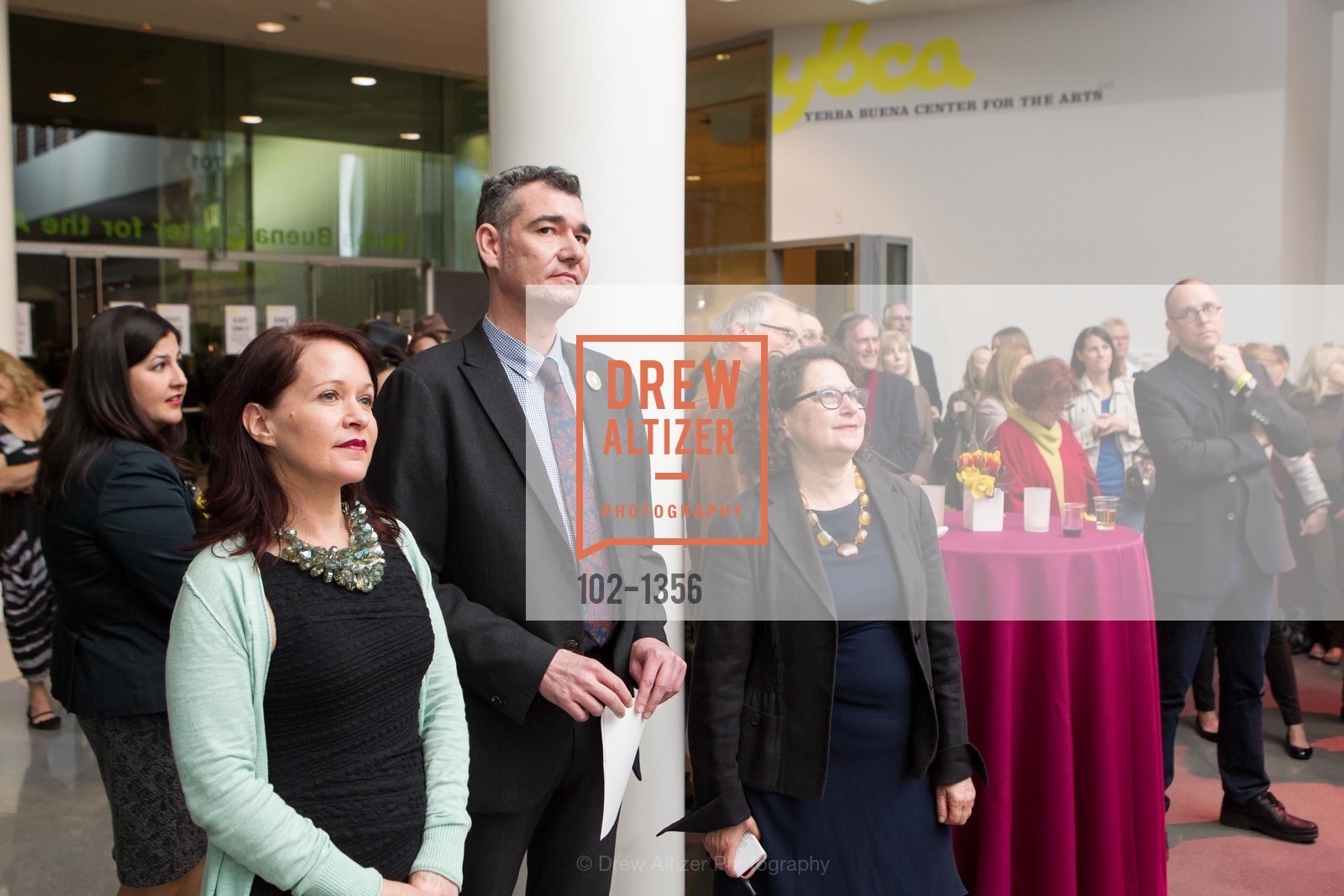 Deborah Cullinan, Frank Smigiel, Betti-Sue Hertz, SFMOMA and YBCA Celebrate Opening of Public Intimacy, Yerba Buena Center for the Arts. 701 Mission Street, Photo #102-1356 Deborah Cullinan, Frank Smigiel, Betti-Sue Hertz, Photo #102-1356