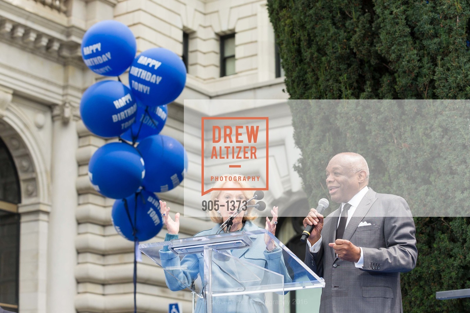 Charlotte Shultz, Willie Brown, Public Dedication & Unveiling for Tony Bennett Commemorative Statue, Fairmont, August 19th, 2016, Photo #905-1373 Charlotte Shultz, Willie Brown, Photo #905-1373
