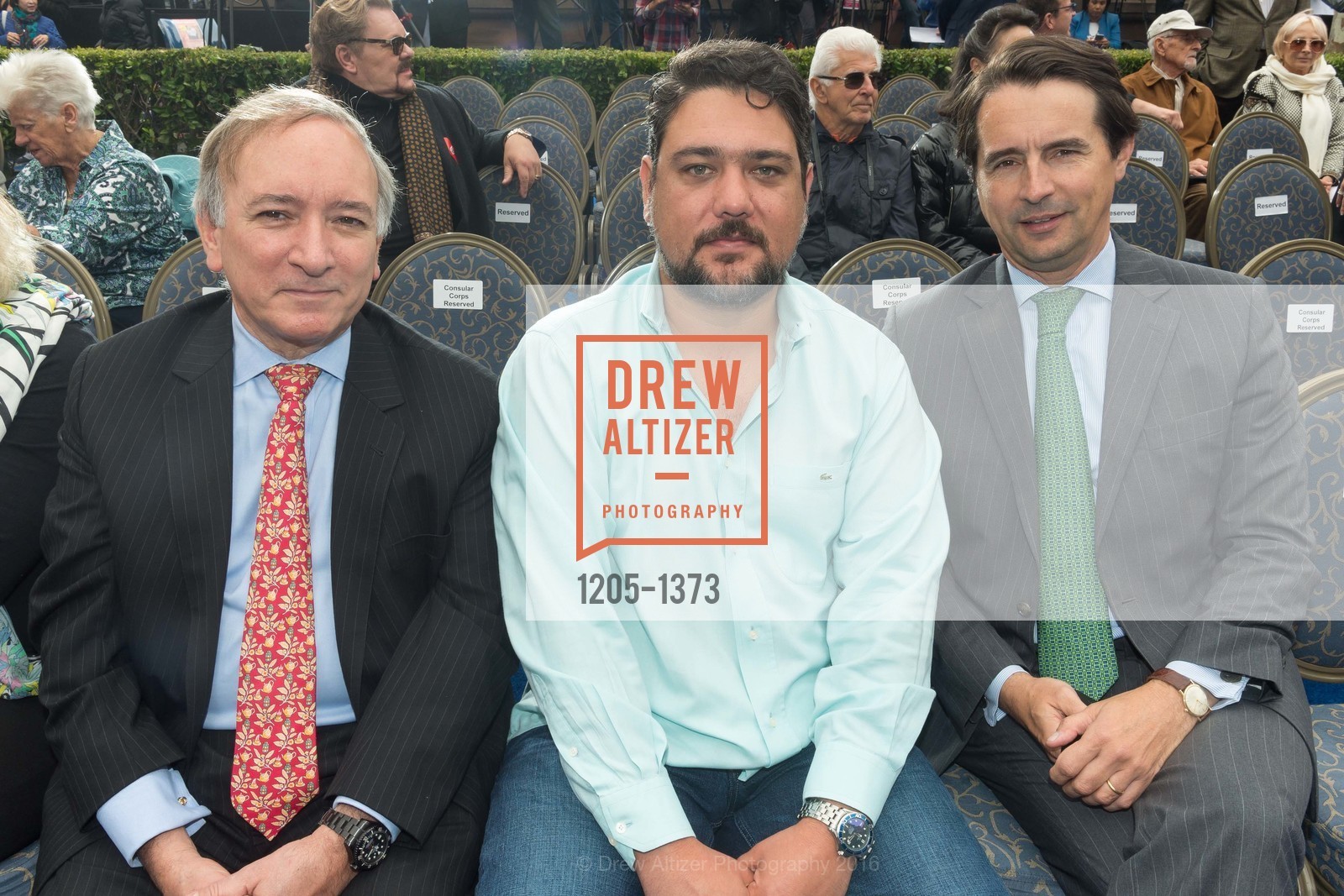 Pedro Borio, Bernie Maia, Nuno Mathias, Public Dedication & Unveiling for Tony Bennett Commemorative Statue, Fairmont, August 19th, 2016, Photo #1205-1373 Pedro Borio, Bernie Maia, Nuno Mathias, Photo #1205-1373