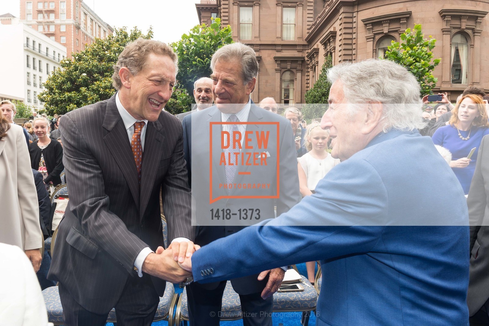 Larry Baer, Paul Pelosi, Tony Bennett, Public Dedication & Unveiling for Tony Bennett Commemorative Statue, San Francisco. San Francisco, July 21st, 2023, Photo #1418-1373 Larry Baer, Paul Pelosi, Tony Bennett, Photo #1418-1373