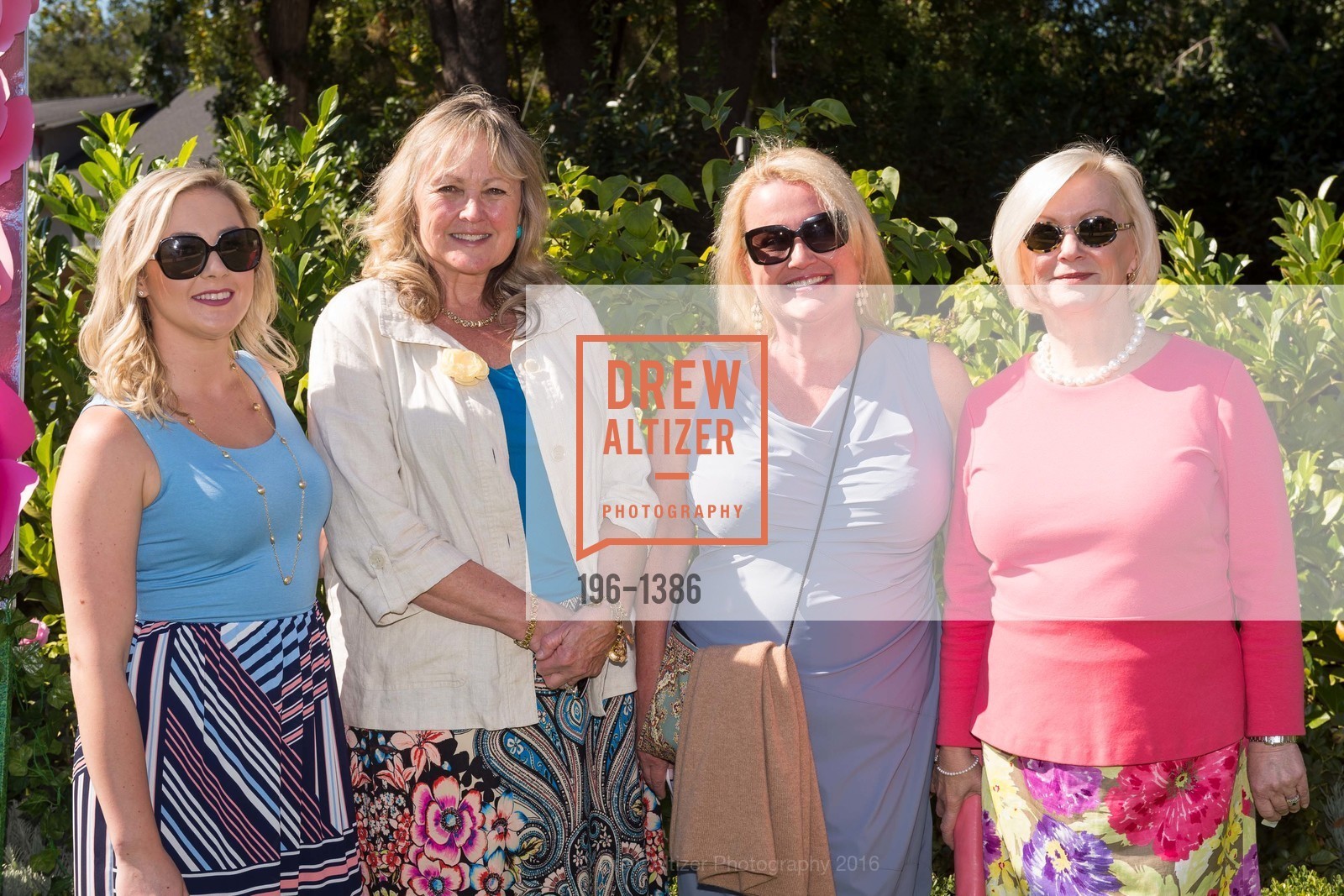 Whitney Welch, Rose Welch, Shar Beckheyer-Arnold, Joanne Garrison, Auxiliary of Court Appointed Special Advocates (CASA) of San Mateo County Annual Garden Party, Private Garden in Hillsborough. 125 El Cerrito Avenue, August 28th, 2016, Photo #196-1386 Whitney Welch, Rose Welch, Shar Beckheyer-Arnold, Joanne Garrison, Photo #196-1386