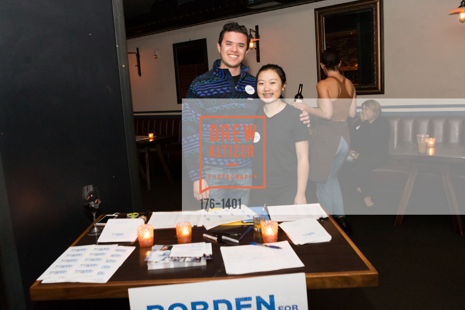 Spencer Lam, Selina Xie, Borden for BART Campaign Kick Off, Lolinda. 2518 Mission Street, September 13th, 2016, Photo #176-1401 Spencer Lam, Selina Xie, Photo #176-1401