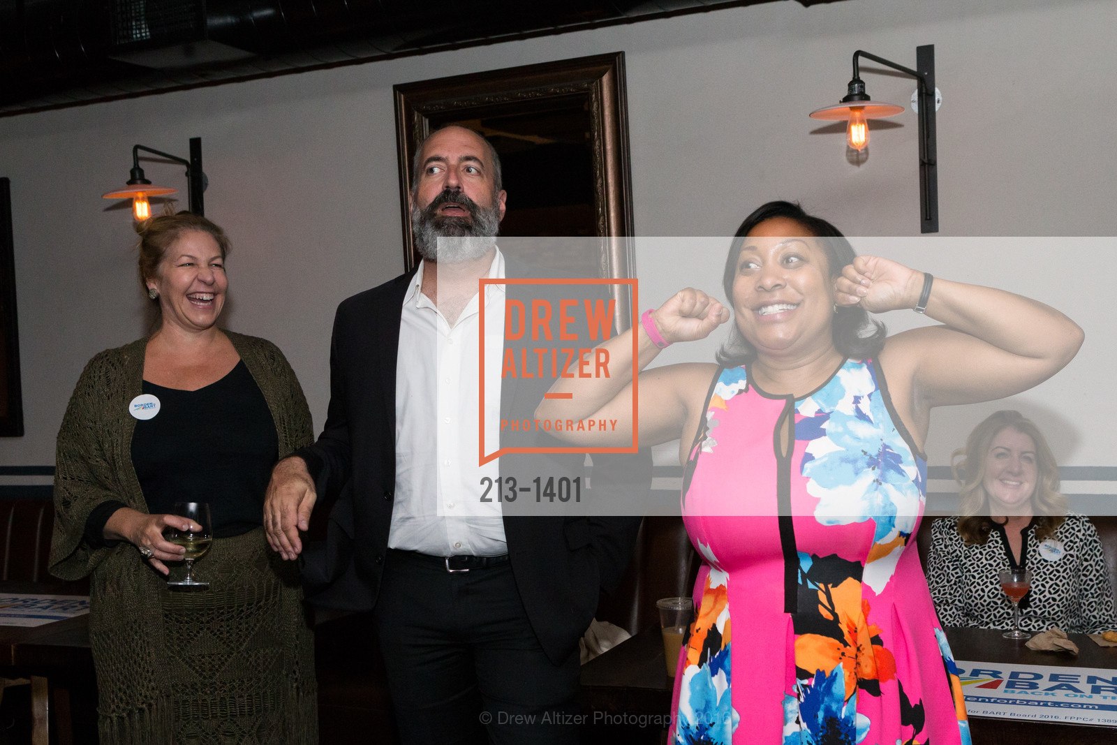 Denise LaPointe, Tom Radulovich, Gwyneth Borden, Borden for BART Campaign Kick Off, Lolinda. 2518 Mission Street, September 13th, 2016, Photo #213-1401 Denise LaPointe, Tom Radulovich, Gwyneth Borden, Photo #213-1401