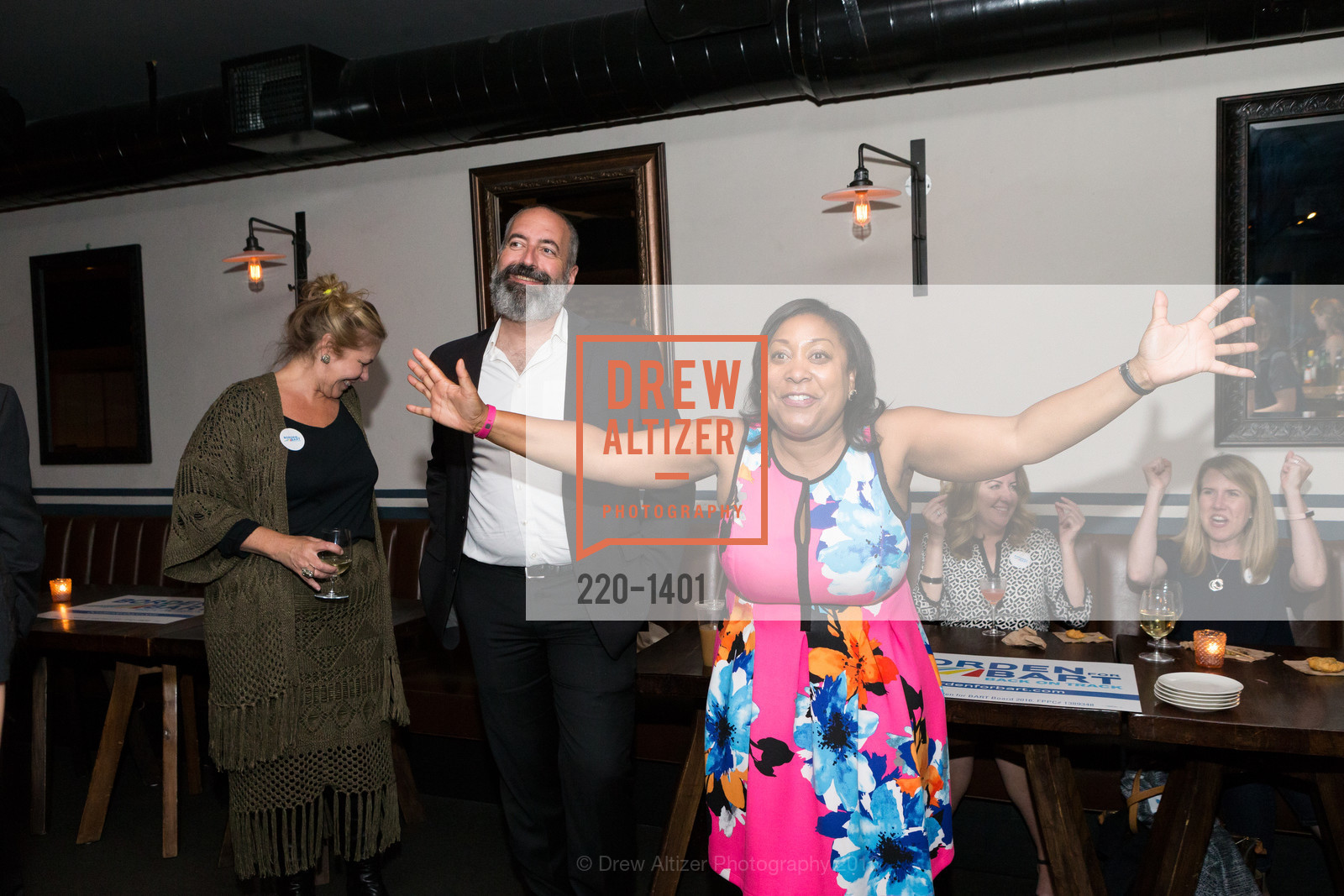 Denise LaPointe, Tom Radulovich, Gwyneth Borden, Borden for BART Campaign Kick Off, Lolinda. 2518 Mission Street, September 13th, 2016, Photo #220-1401 Denise LaPointe, Tom Radulovich, Gwyneth Borden, Photo #220-1401