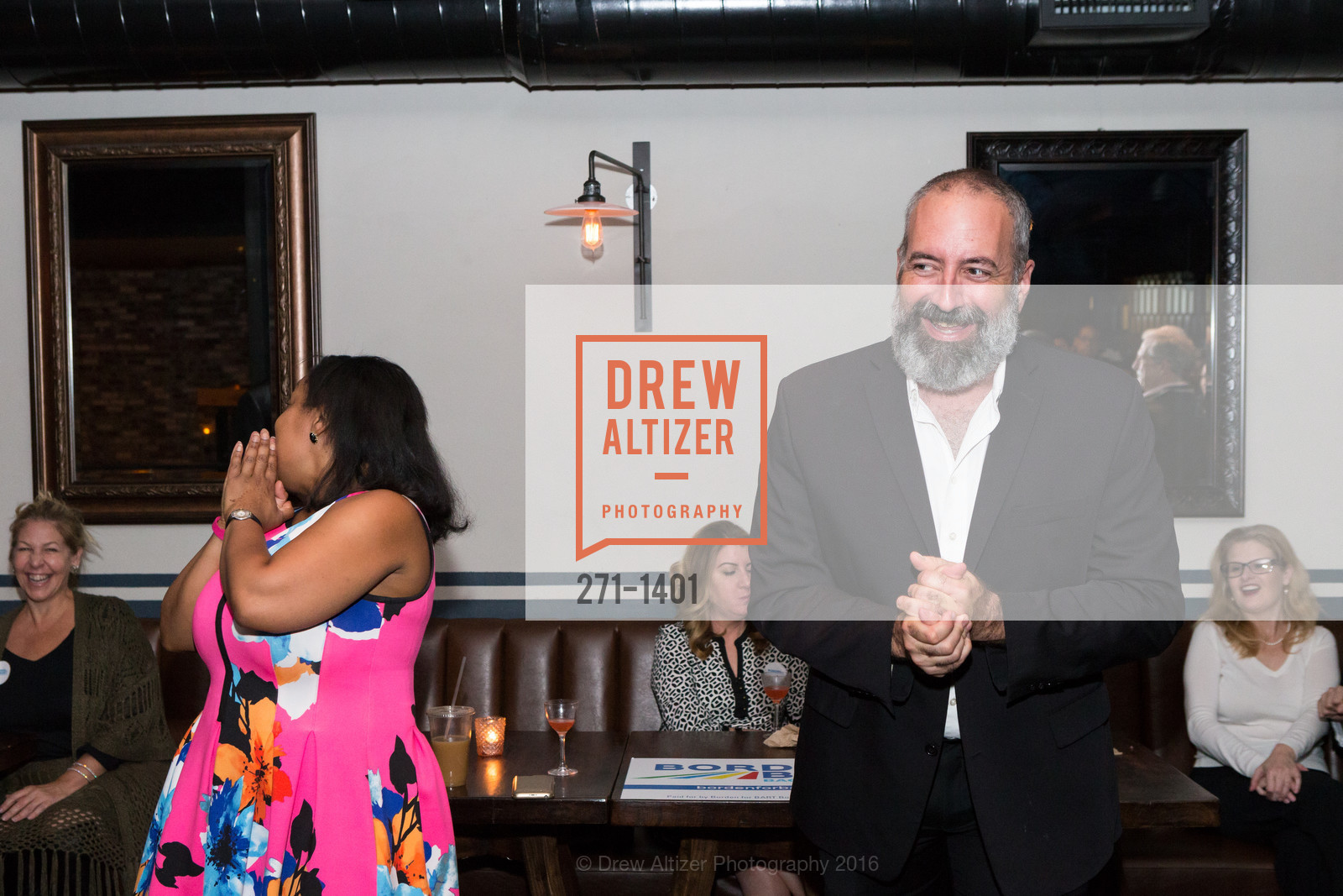 Gwyneth Bordon, Tom Radulovich, Borden for BART Campaign Kick Off, Lolinda. 2518 Mission Street, September 13th, 2016, Photo #271-1401 Gwyneth Bordon, Tom Radulovich, Photo #271-1401