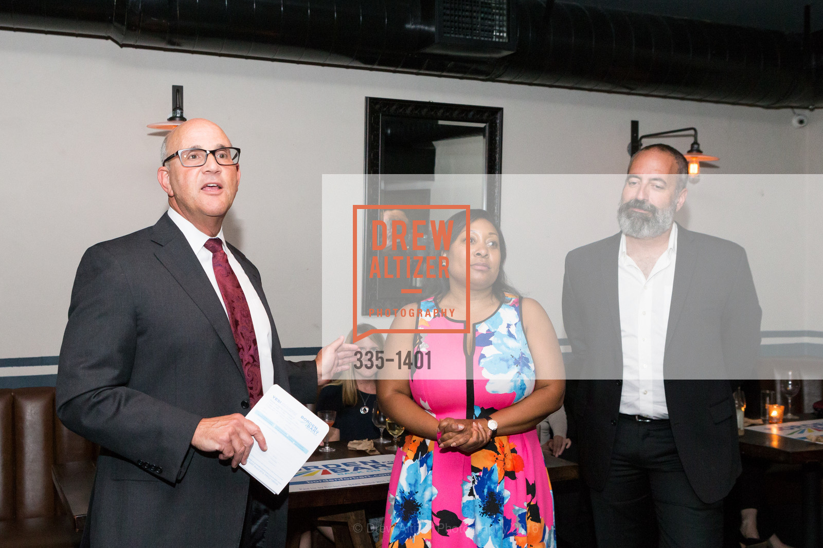 Jim Wunderman, Gwyneth Borden, Tom Radulovich, Borden for BART Campaign Kick Off, Lolinda. 2518 Mission Street, September 13th, 2016, Photo #335-1401 Jim Wunderman, Gwyneth Borden, Tom Radulovich, Photo #335-1401