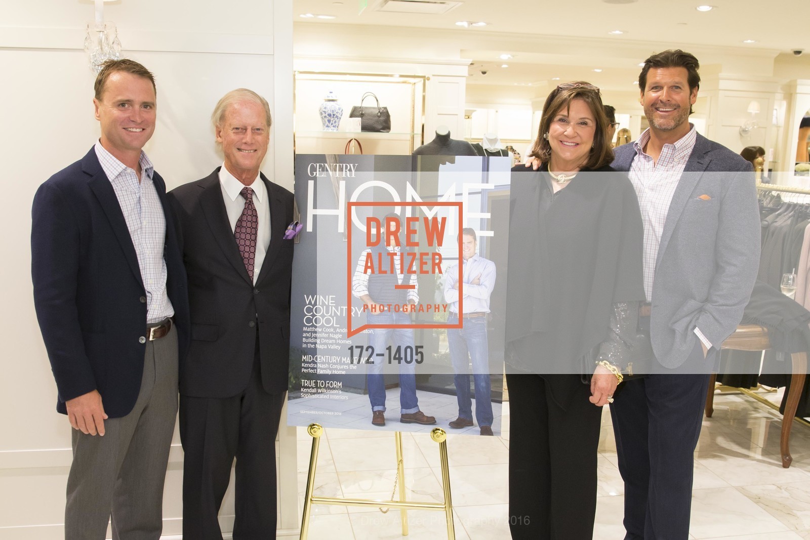 Andrew Johnston, Peter Magowan, Debbie Magowan, Matthew Cook, Brooks Brothers and Gentry Home Magazine Celebrate the September Issue with Matthew Cook, Andrew Johnston & Jennifer Nagle, Brooks Brothers Union Square, September 13th, 2016, Photo #172-1405 Andrew Johnston, Peter Magowan, Debbie Magowan, Matthew Cook, Photo #172-1405