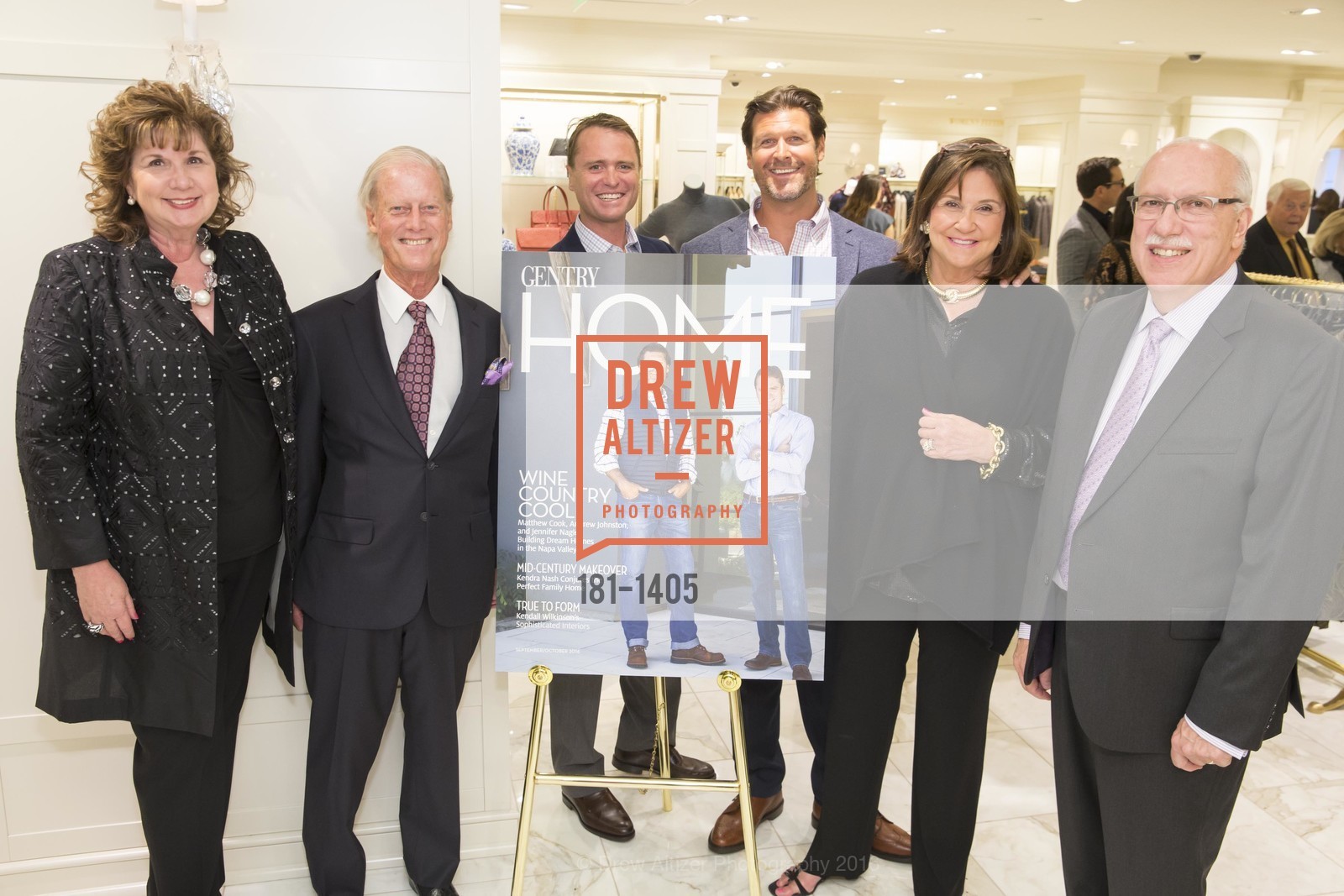 Pam Glogau, Peter Magowan, Andrew Johnston, Matthew Cook, Debbie Magowan, Richard Glogau, Brooks Brothers and Gentry Home Magazine Celebrate the September Issue with Matthew Cook, Andrew Johnston & Jennifer Nagle, Brooks Brothers Union Square, September 13th, 2016, Photo #181-1405 Pam Glogau, Peter Magowan, Andrew Johnston, Matthew Cook, Debbie Magowan, Richard Glogau, Photo #181-1405