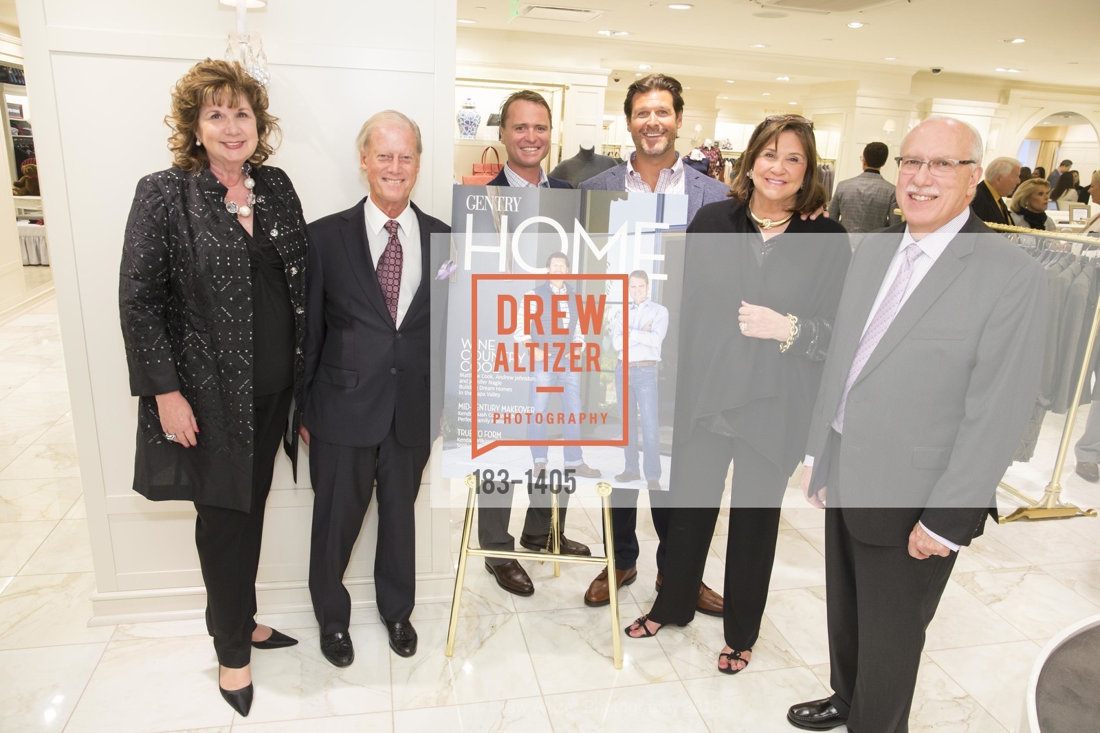 Pam Glogau, Peter Magowan, Andrew Johnston, Matthew Cook, Debbie Magowan, Richard Glogau, Brooks Brothers and Gentry Home Magazine Celebrate the September Issue with Matthew Cook, Andrew Johnston & Jennifer Nagle, Brooks Brothers Union Square, September 13th, 2016, Photo #183-1405 Pam Glogau, Peter Magowan, Andrew Johnston, Matthew Cook, Debbie Magowan, Richard Glogau, Photo #183-1405