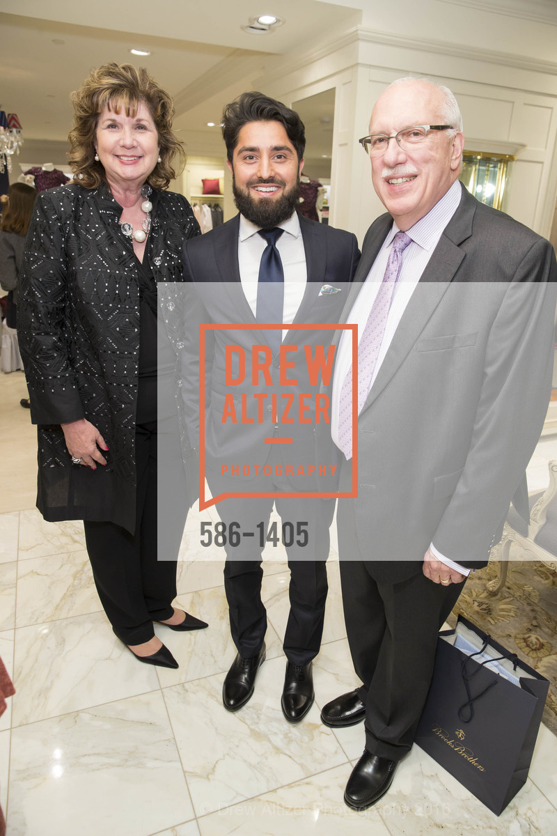 Pam Glogau, Roh Habibi, Richard Glogau, Brooks Brothers and Gentry Home Magazine Celebrate the September Issue with Matthew Cook, Andrew Johnston & Jennifer Nagle, Brooks Brothers Union Square, September 13th, 2016, Photo #586-1405 Pam Glogau, Roh Habibi, Richard Glogau, Photo #586-1405