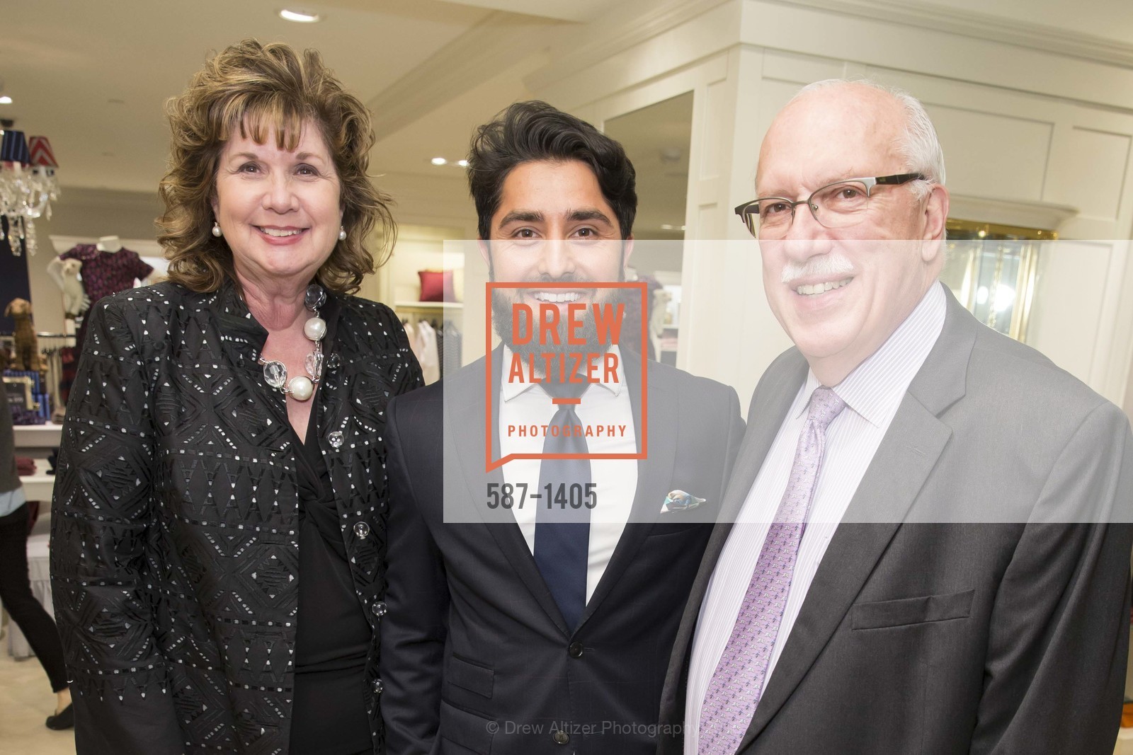 Pam Glogau, Roh Habibi, Richard Glogau, Brooks Brothers and Gentry Home Magazine Celebrate the September Issue with Matthew Cook, Andrew Johnston & Jennifer Nagle, Brooks Brothers Union Square, September 13th, 2016, Photo #587-1405 Pam Glogau, Roh Habibi, Richard Glogau, Photo #587-1405
