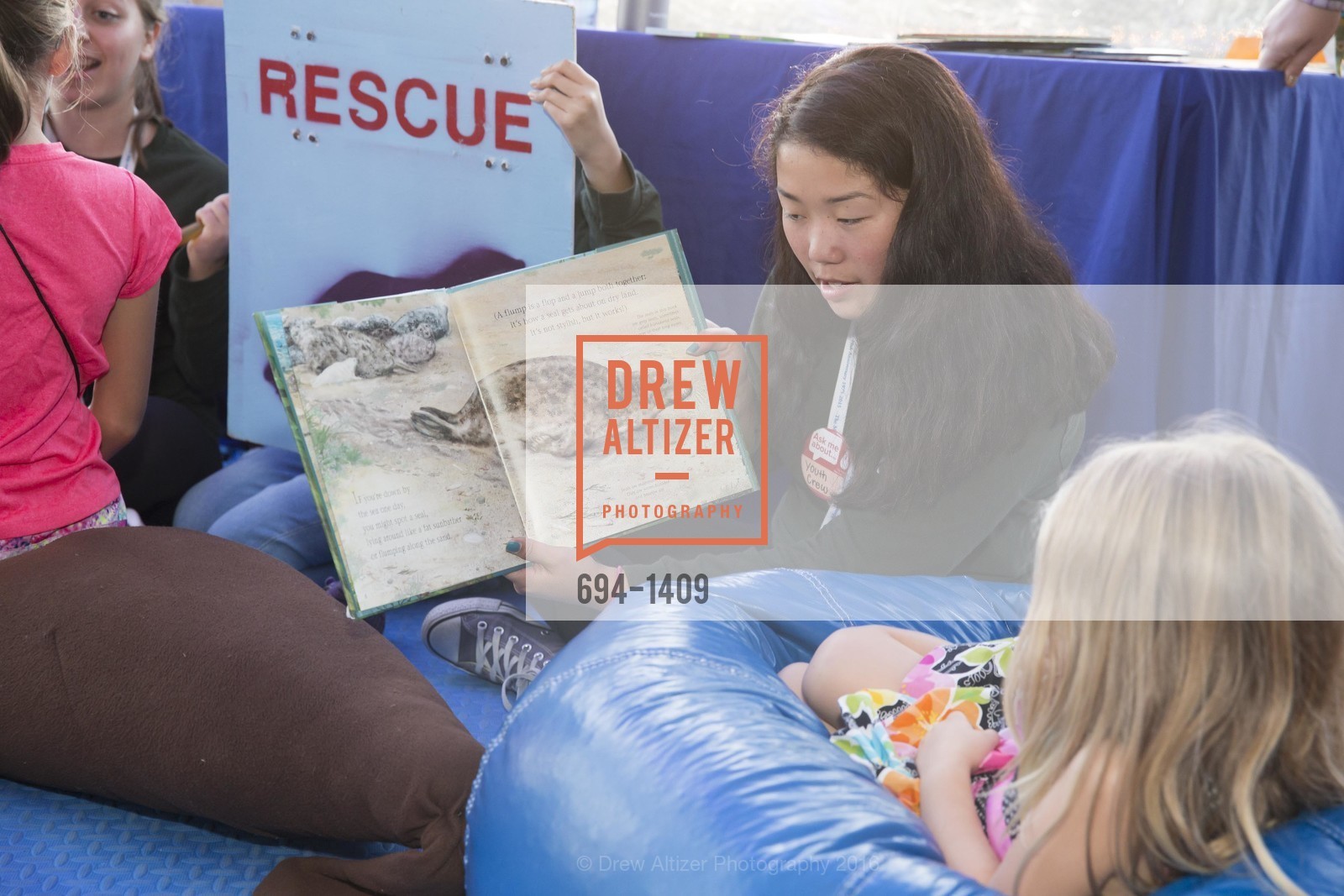 Youth Crew Volunteer Kyra Kawamoto With Guests, The Sea Lion Soiree at Marine Mammal Center, Marine Mammal Center. 2000 Bunker Road, Fort Cronkhite, Sausalito, September 18th, 2016, Photo #694-1409 Youth Crew Volunteer Kyra Kawamoto With Guests, Photo #694-1409