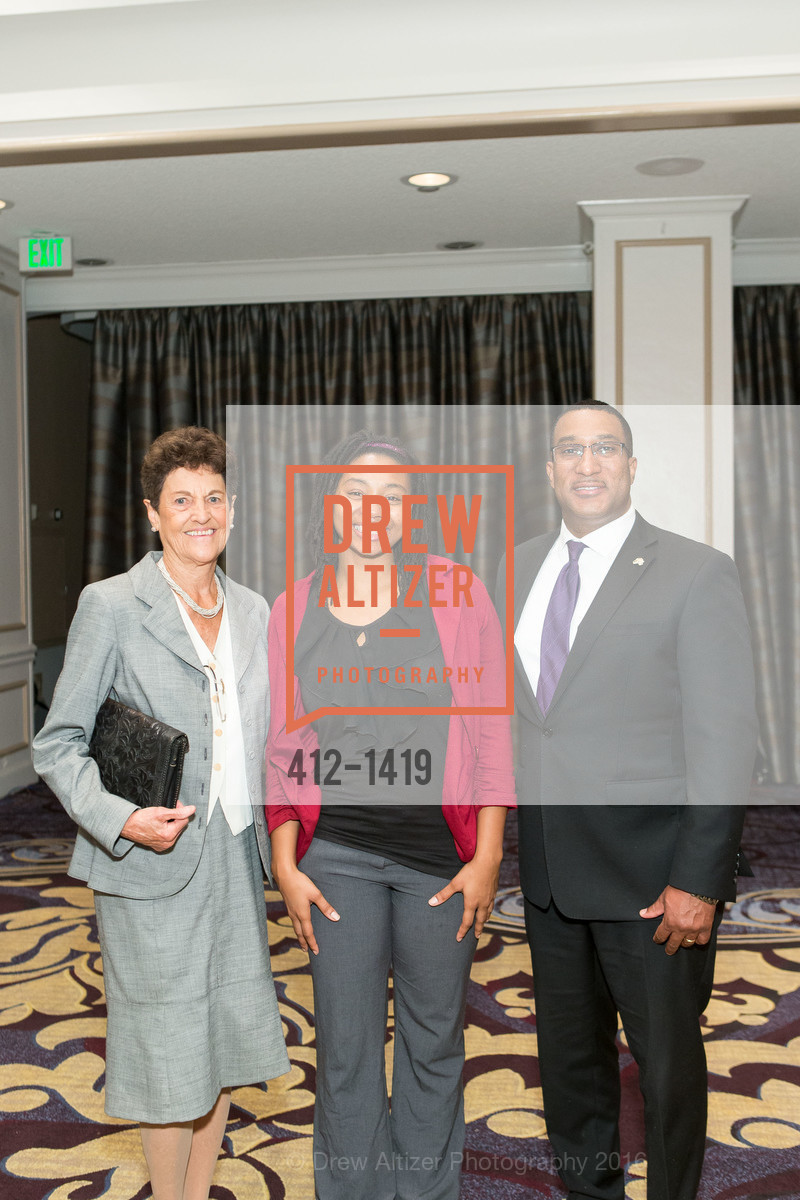 Bonnie Nishkian, Mitisha York, Thomas Sands, CCSF Basic Skills Luncheon, Fairmont, Grand Ballroom, September 20th, 2016, Photo #412-1419 Bonnie Nishkian, Mitisha York, Thomas Sands, Photo #412-1419