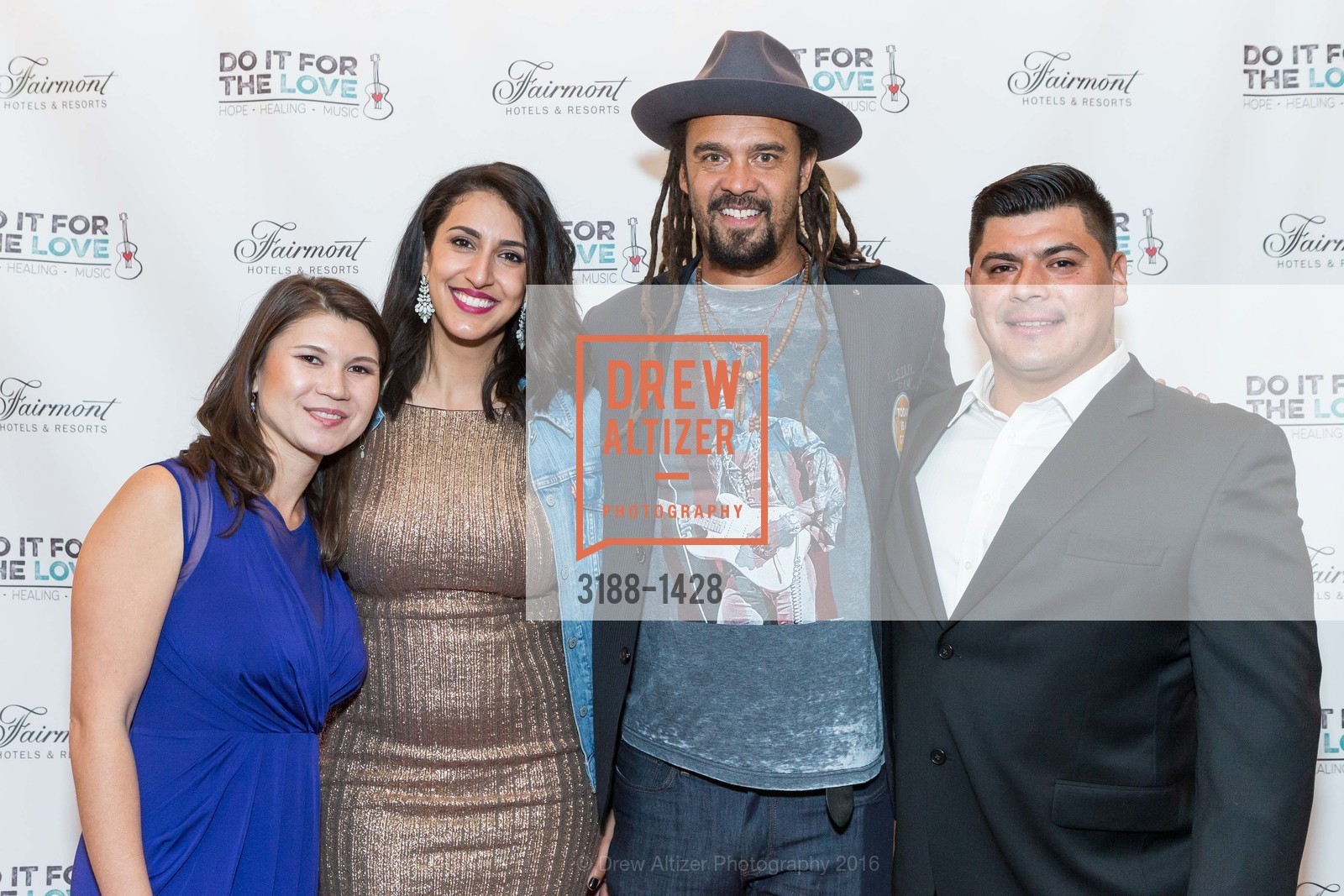 Midori Aispuro, Sara Agah Franti, Michael Franti, Gabriel Arspuro, Do it for the Love Foundation Hosts the Rocker's Ball, Fairmont SF, Venetian Room, September 21st, 2016, Photo #3188-1428 Midori Aispuro, Sara Agah Franti, Michael Franti, Gabriel Arspuro, Photo #3188-1428