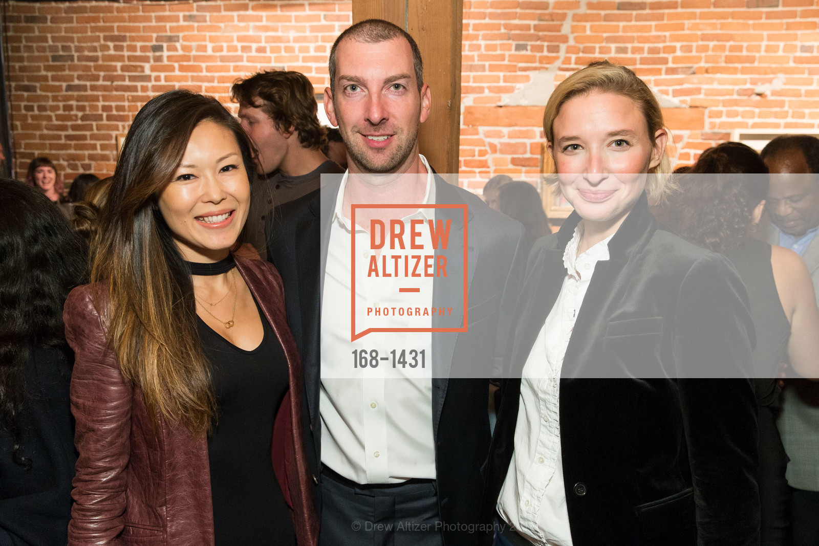 Judy Liu, Andrew Teufel, Lily Snyder, SF Bowie Exhibition, Reception, Dinner & After Party, Exhibition. 74 Langton St, September 22nd, 2016, Photo #168-1431 Judy Liu, Andrew Teufel, Lily Snyder, Photo #168-1431