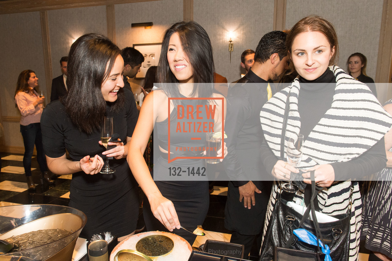 Candice Plotkin, Ying Huang, Andrea Lobato, An Evening of Champagne & Caviar, The Harrison, (Grand Salon). 401 Harrison Street, Photo #132-1442 Candice Plotkin, Ying Huang, Andrea Lobato, Photo #132-1442