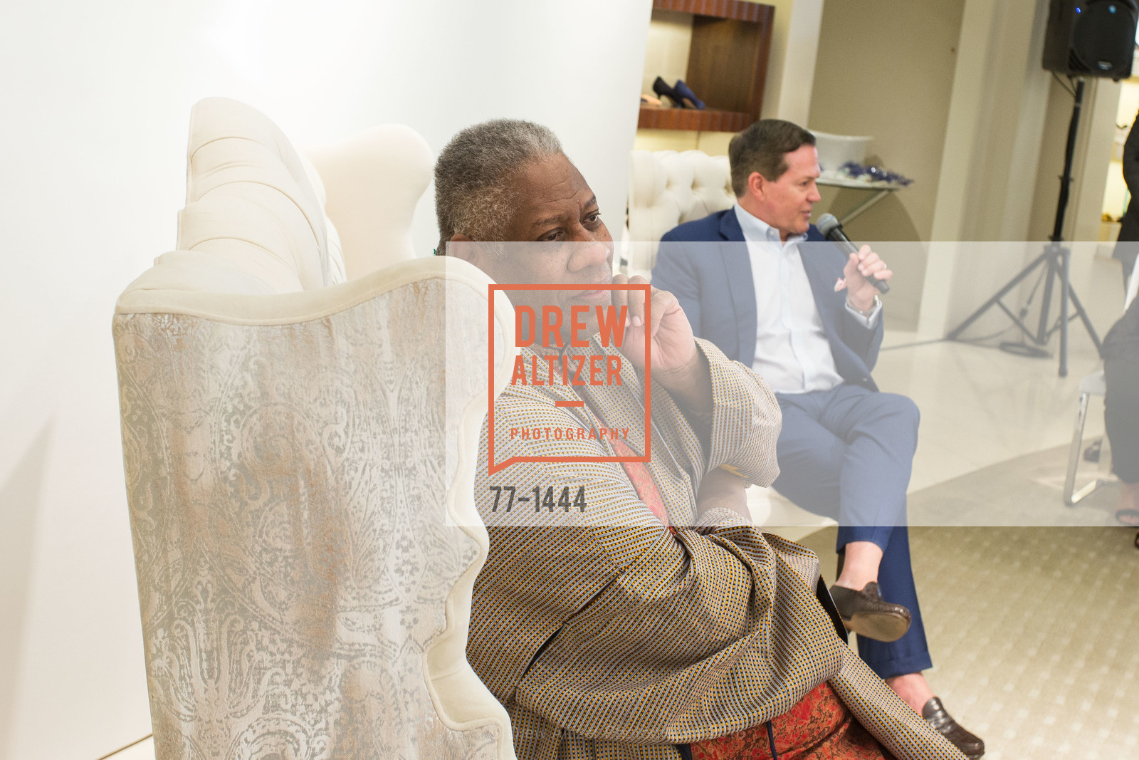 Andre Leon Talley, George Malkemus, Andre Leon Talley and George Malkemus Fashion Chat, Neiman Marcus, Ladies Shoe Salon. 150 Stockton Street, October 1st, 2016, Photo #77-1444 Andre Leon Talley, George Malkemus, Photo #77-1444