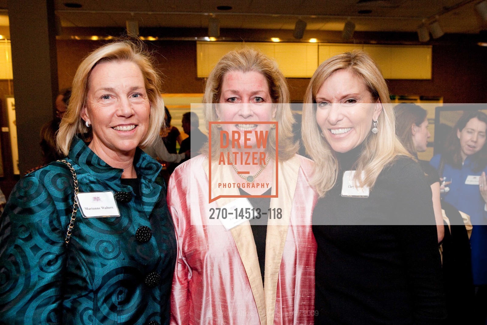 Marianne Walters, Laura Pfaff, Clary Riskas, Northern California Cancer Center's 35th Anniversary Celebration - The Legacy Anniversary, US, November 6th, 2009, Photo #270-14513-118 Marianne Walters, Laura Pfaff, Clary Riskas, Photo #270-14513-118