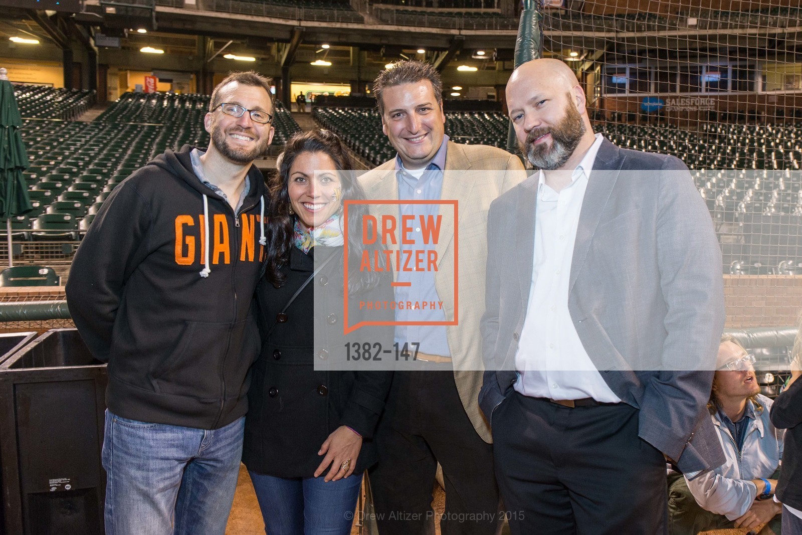 Brian Bataille, Heather Munden, Guido Lanza, Brandon Allgood, Gucci & Vogue Dinner, AT&T Park. AT&T Park - ON THE FIELD, June 4th, 2015, Photo #1382-147 Brian Bataille, Heather Munden, Guido Lanza, Brandon Allgood, Photo #1382-147