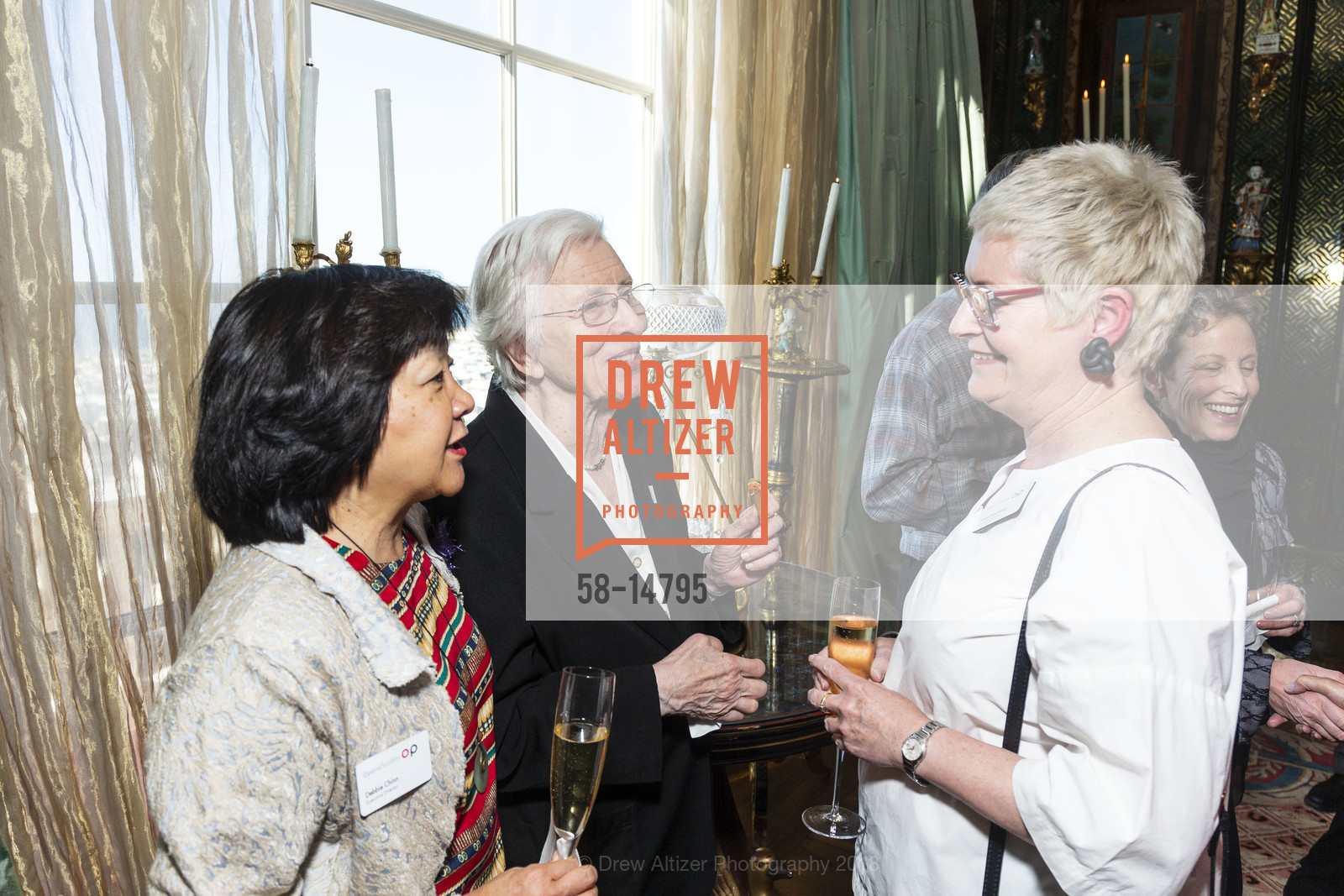 Debbie Chinn, Claudine Torfs, Susan McConkey, Gordon and Ann Getty host Opera Parallele, Private Residence, June 1st, 2018, Photo #58-14795 Debbie Chinn, Claudine Torfs, Susan McConkey, Photo #58-14795